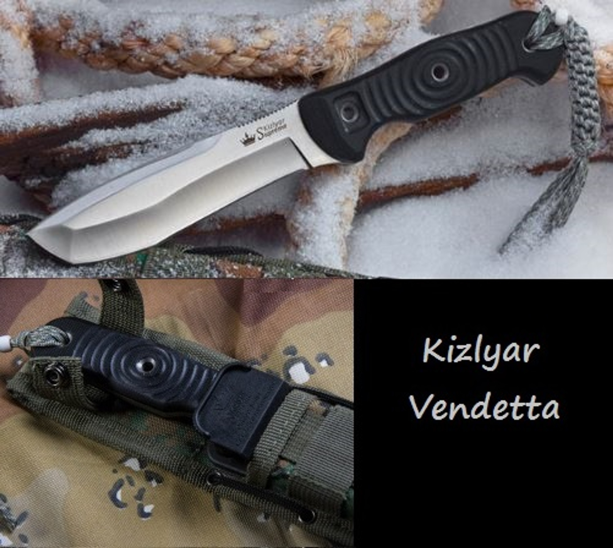 Kizlyar KK0223 Vendetta D2 Satin w/MOLLE Compatible Sheath