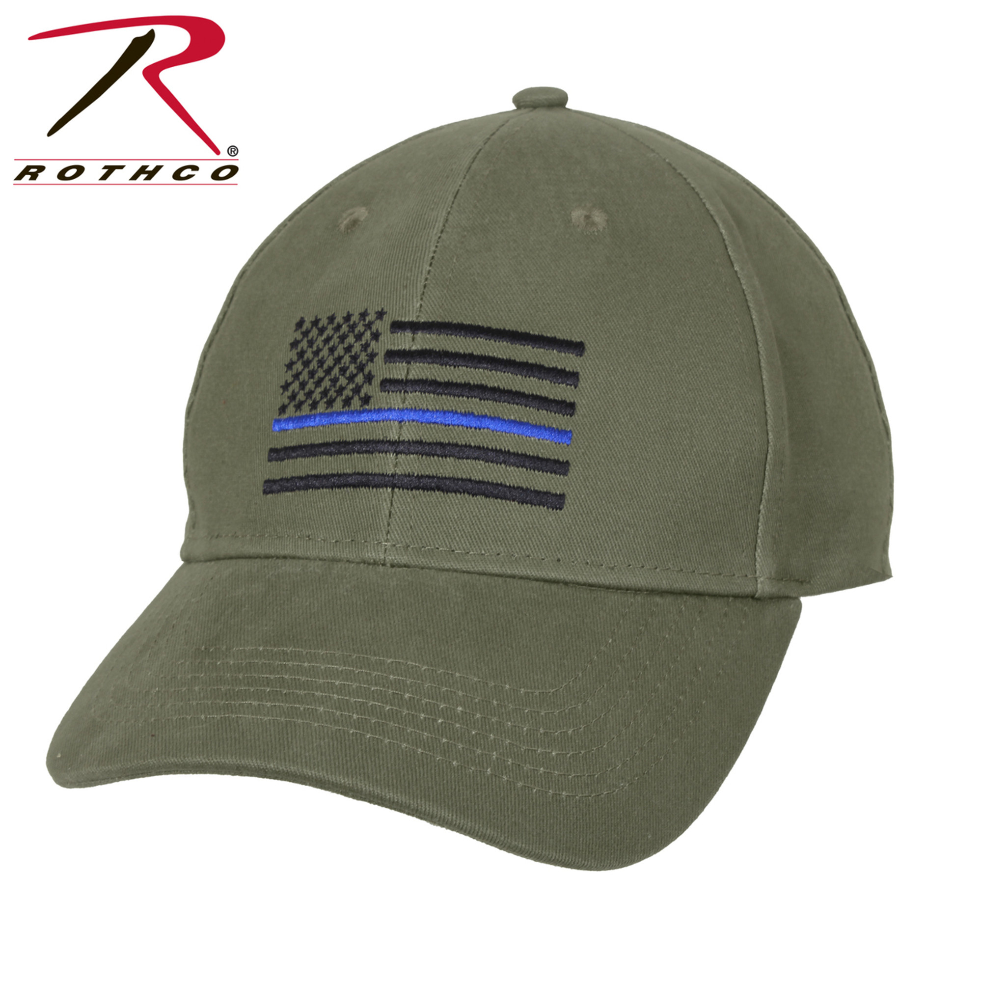 Rothco Thin Blue Line Flag Low Profile Cap - Olive Drab