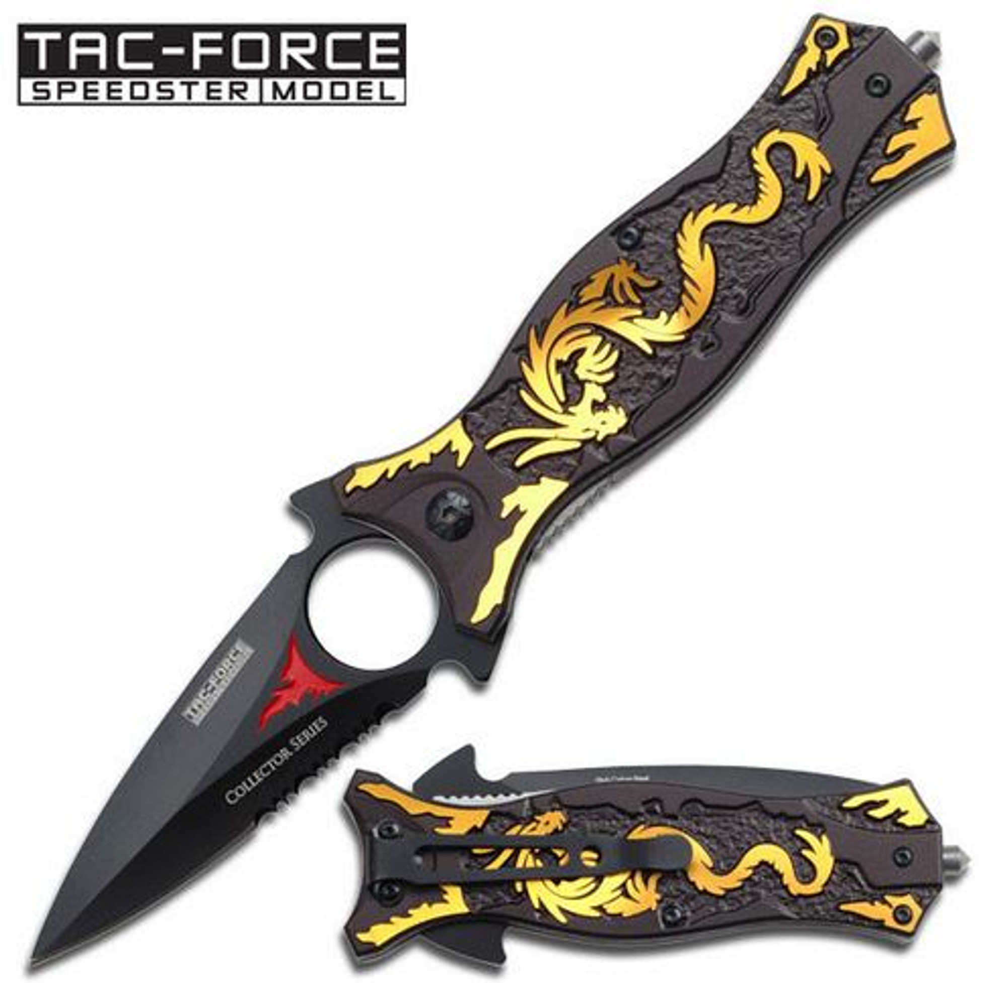 Tac Force 707GD Gold Dragon Dagger Folder