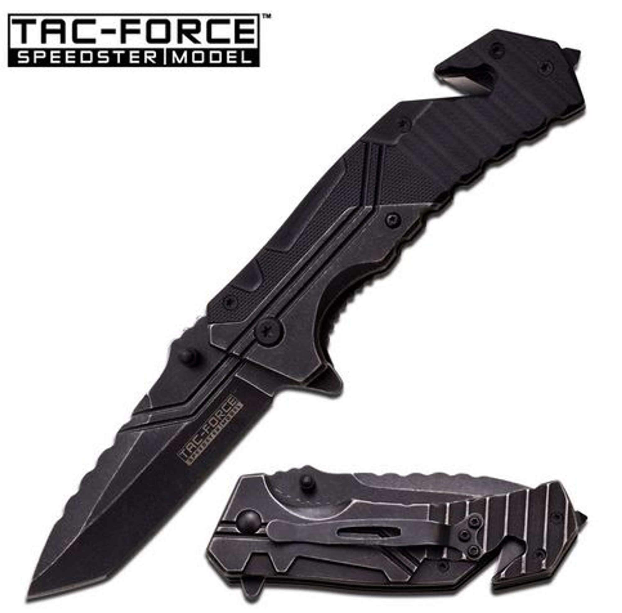 Tac Force 869 Tanto Black Stonewash Assisted Open