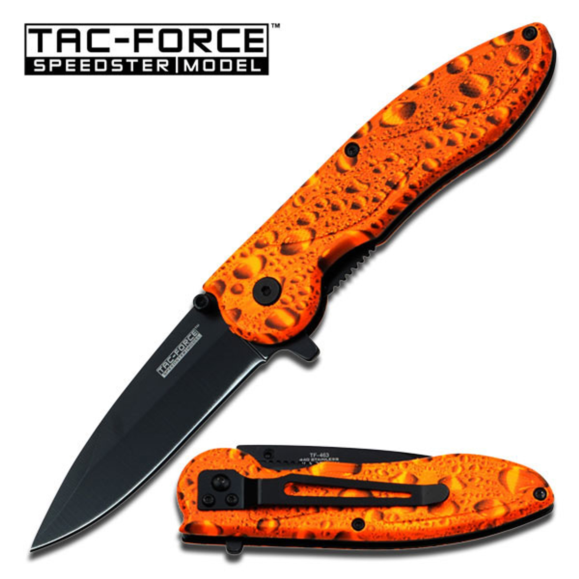 Tac Force TF463WO Orange Raindrop Assisted Open