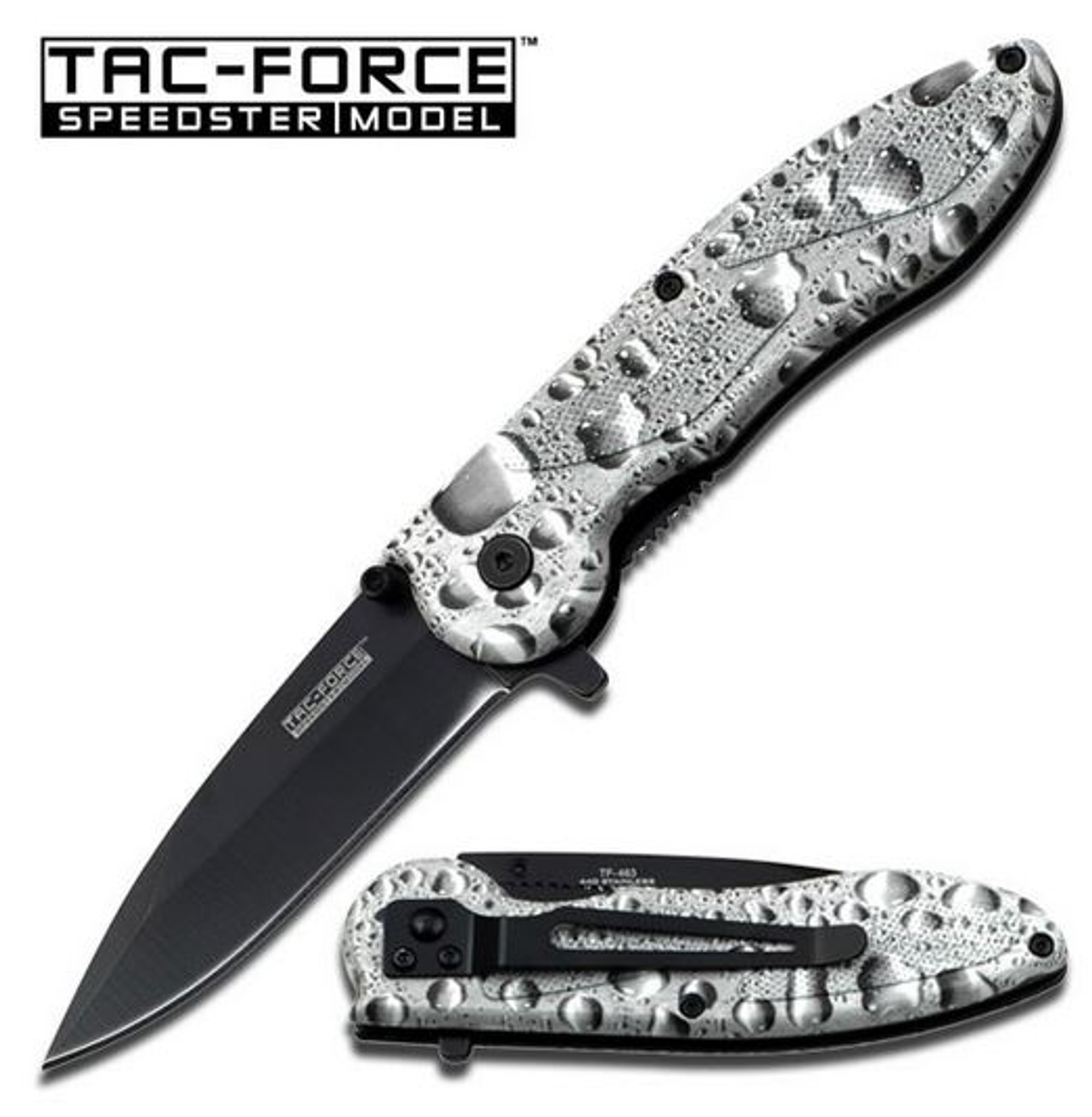 Tac Force TF463WS Silver Raindrops Assisted Open