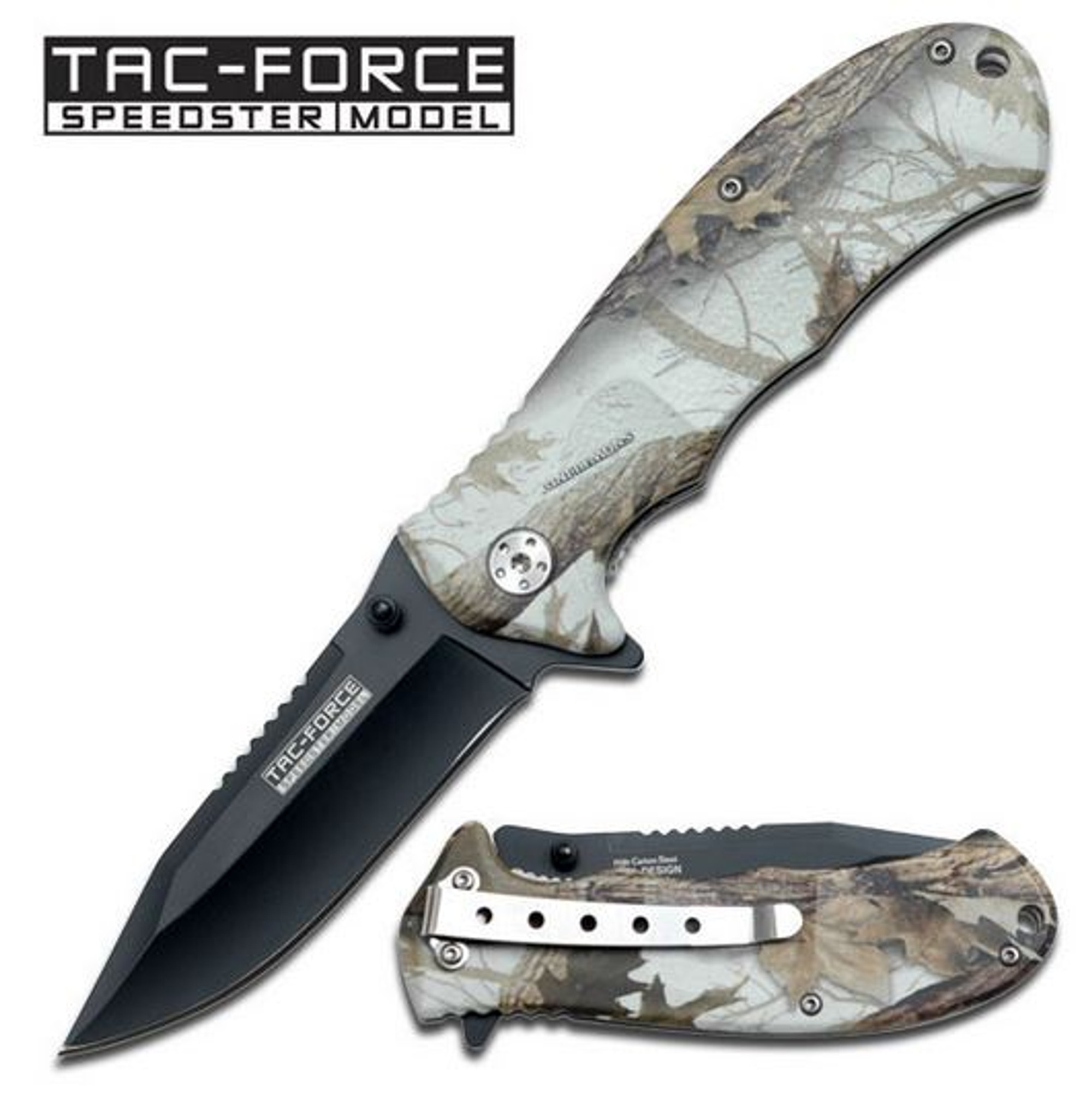 Tac Force TF649 Camo Folder Black Plain Edge