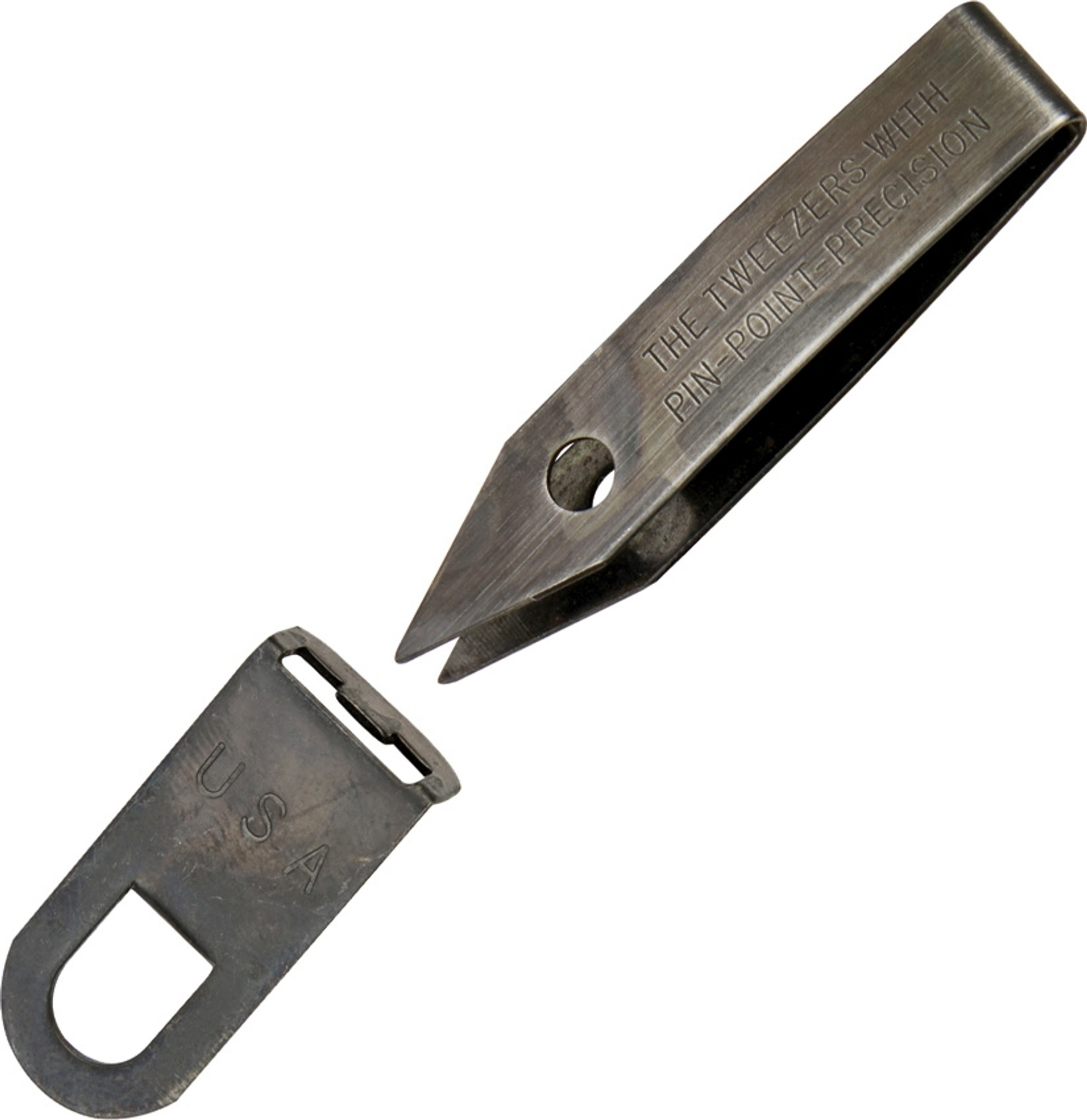 Uncle Bill's Silver Gripper Keychain Precision Tweezers- Black
