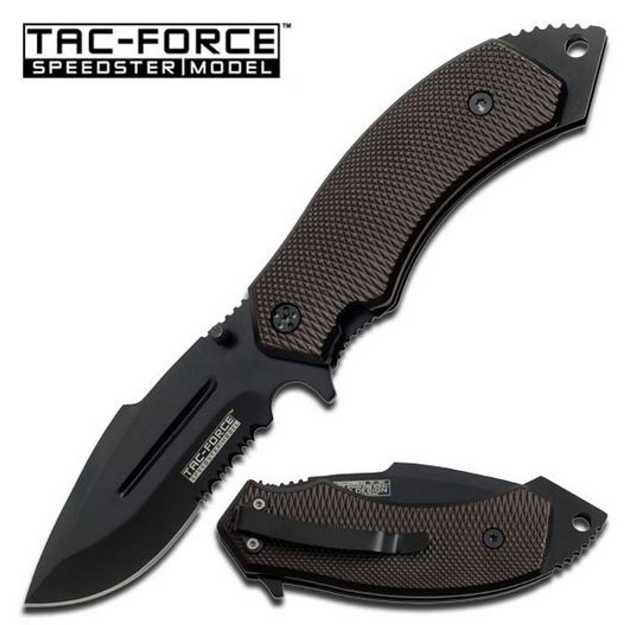 Tac Force TF797BK Drop Black Partially Serrated