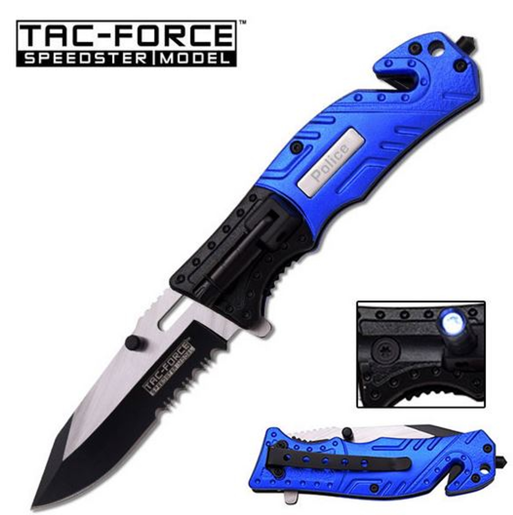 Tac Force TF835PD Blue Police Assisted Open