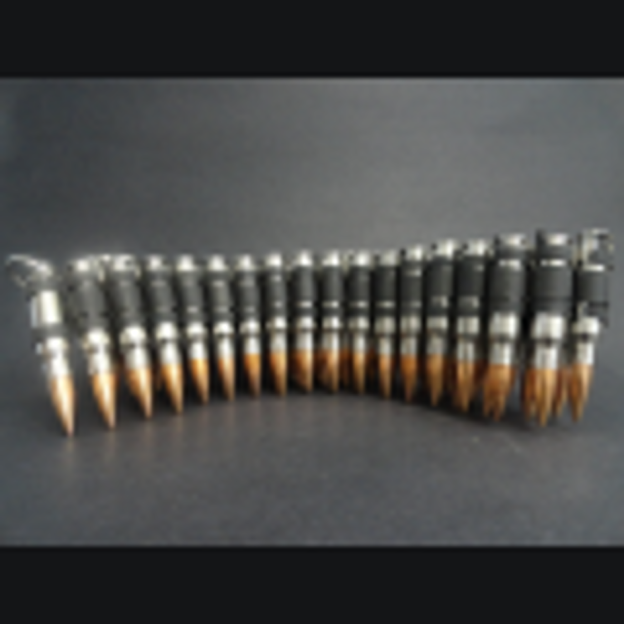 Caliber Bullet Belt 7.62 mm - Nickel Casings Copper Tips Black Links