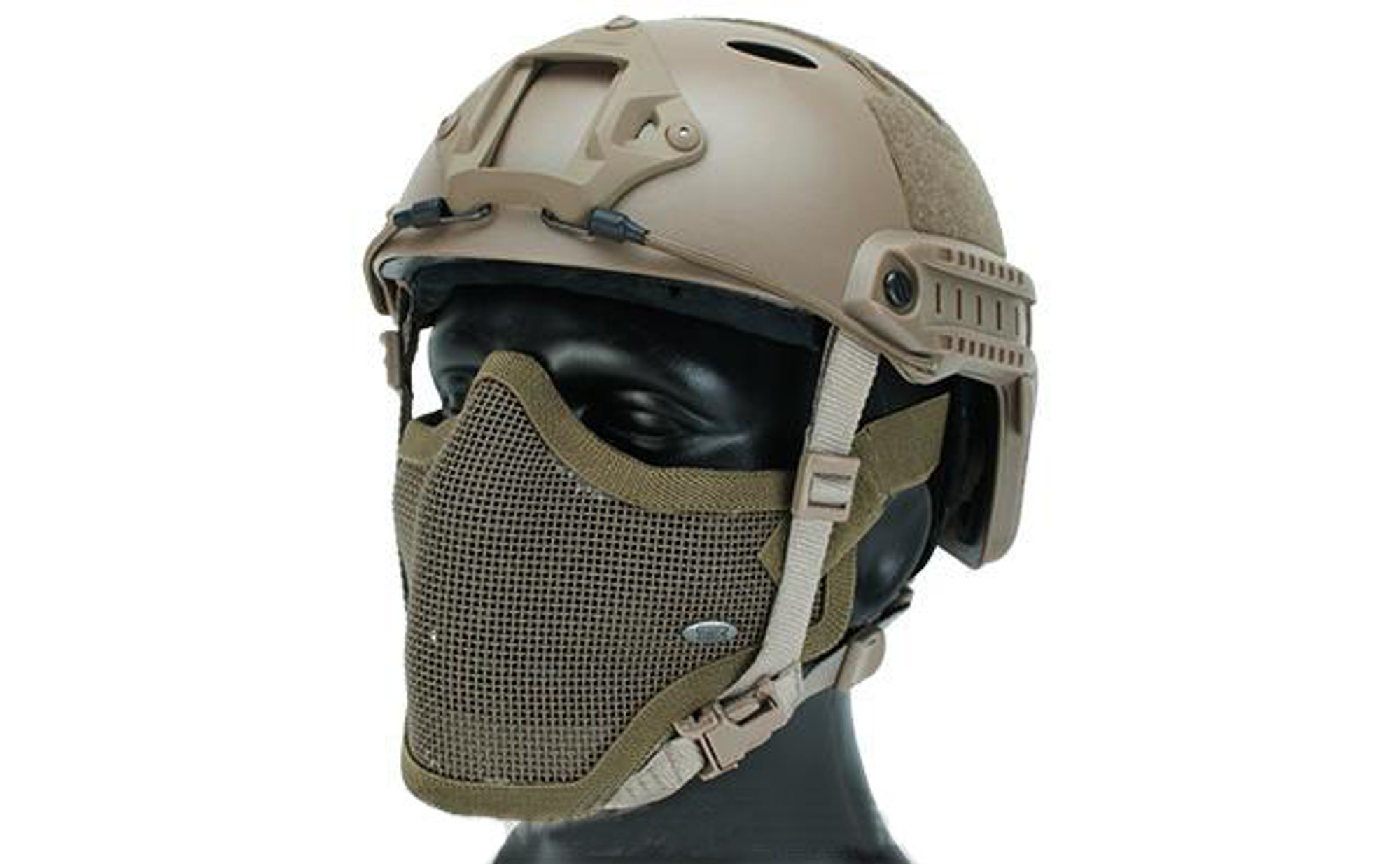 6mmProShop PJ Type Bump Helmet Package with Carbon Gen.1 Strike Mask - Tan