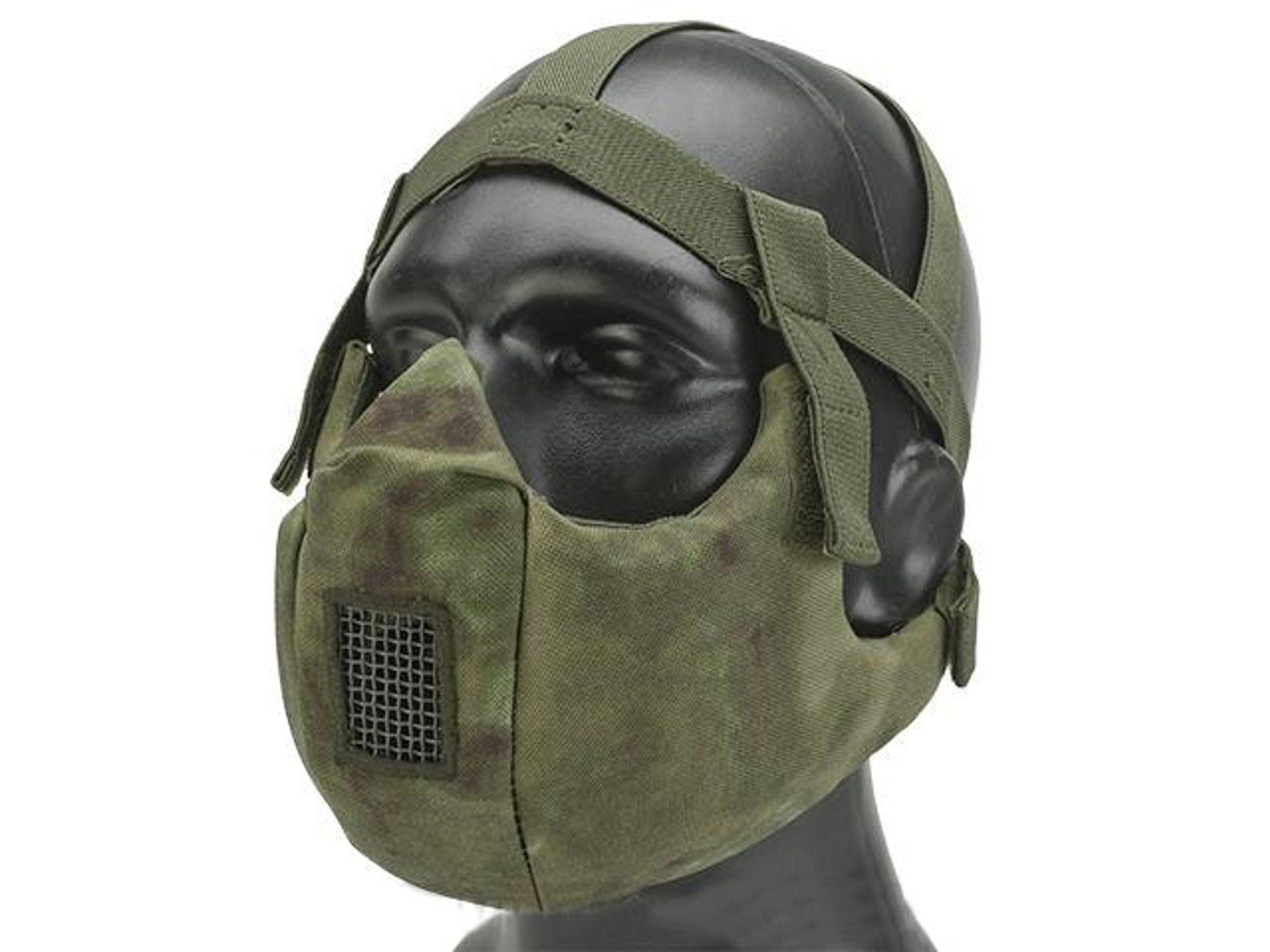 6mmProShop V5 Breathable Padded Dual Layered Nylon Half Face Mask (w/ Bump Helmet Straps) - Arid Foliage