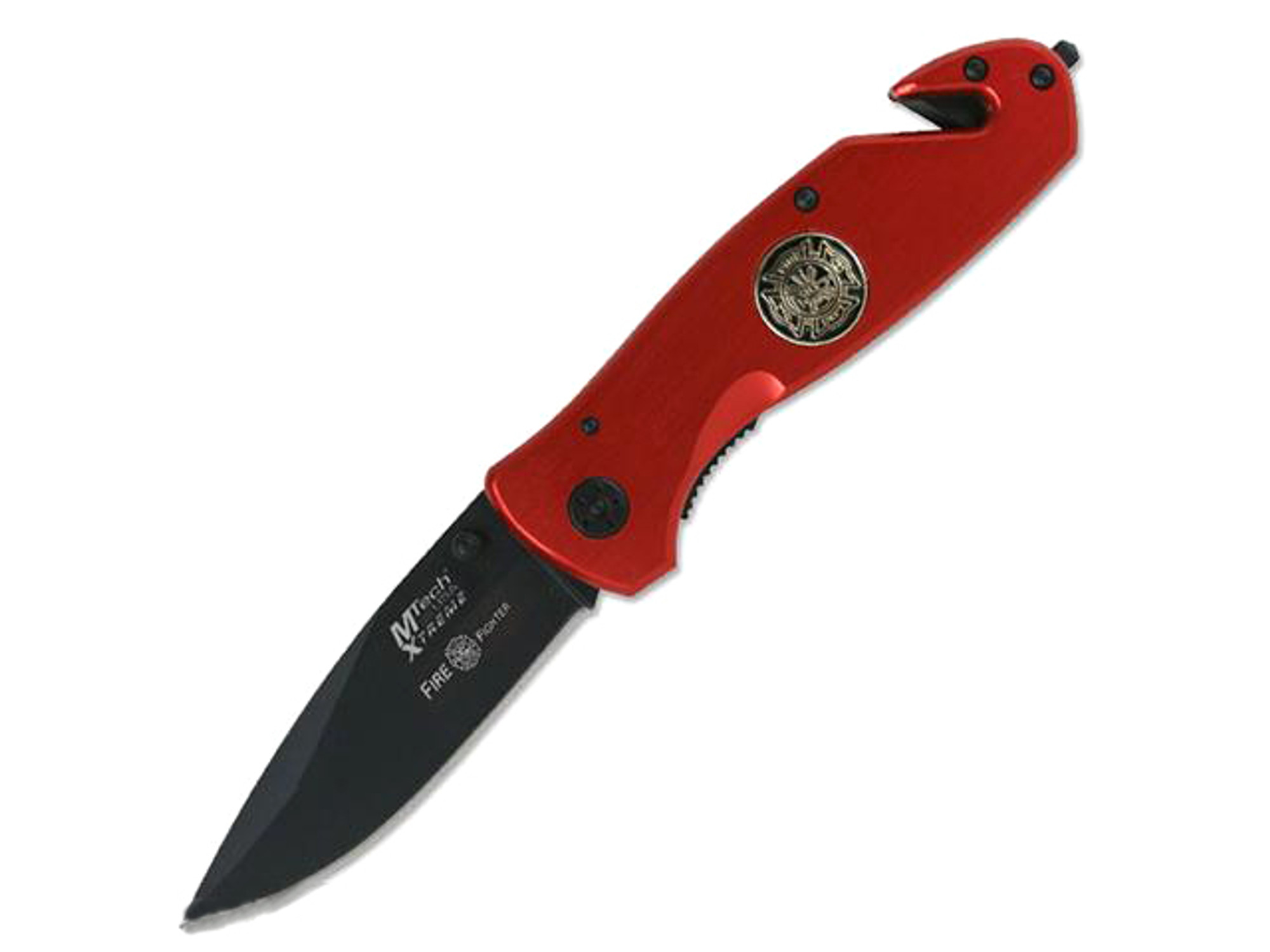 M-Tech Xtreme Tactical Folding Rescue Knife - Firefighter Red