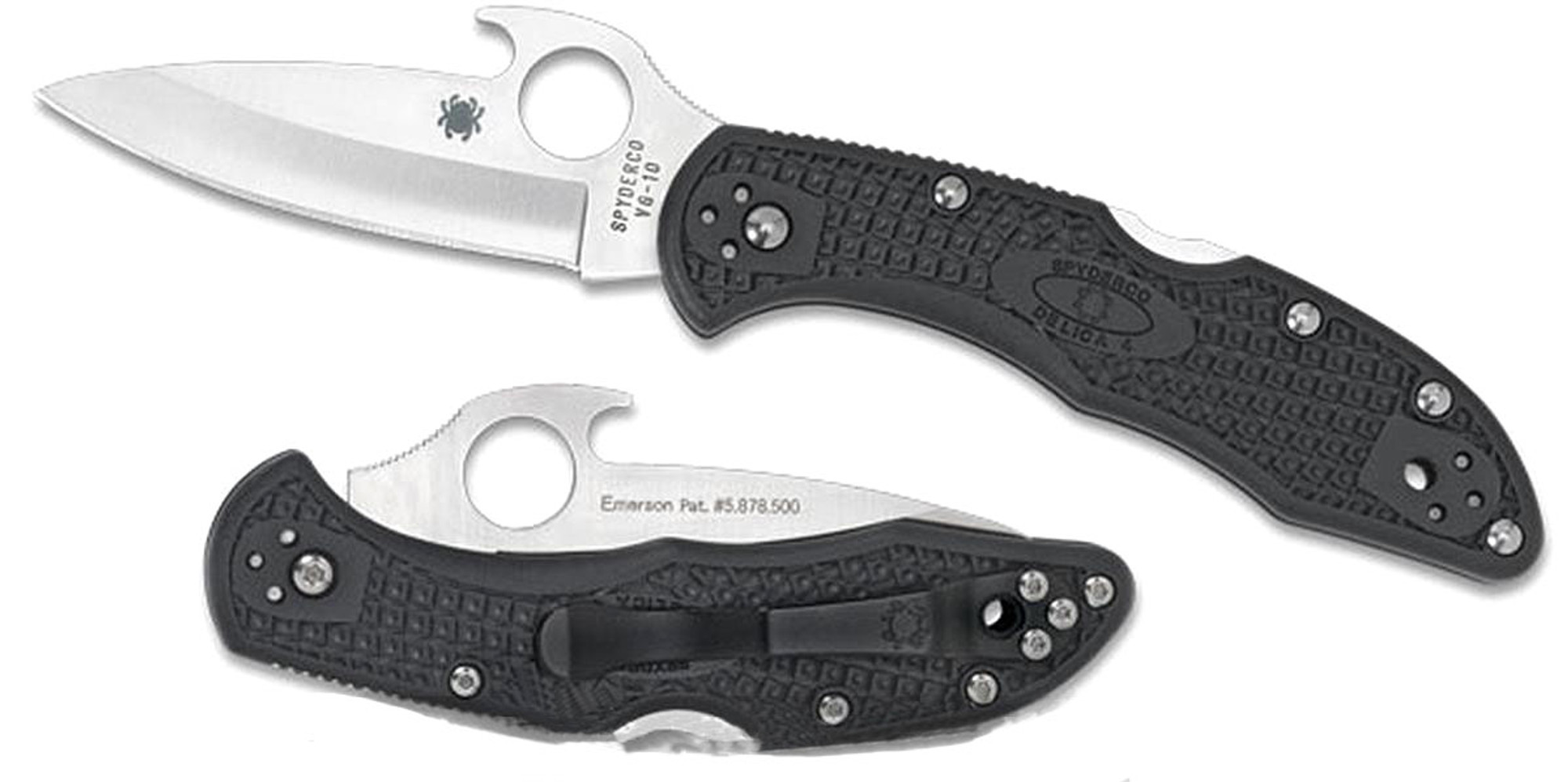 Spyderco Delica4 Grey Folding Knife with FRN Grips and Emerson Wave - Plain Edge