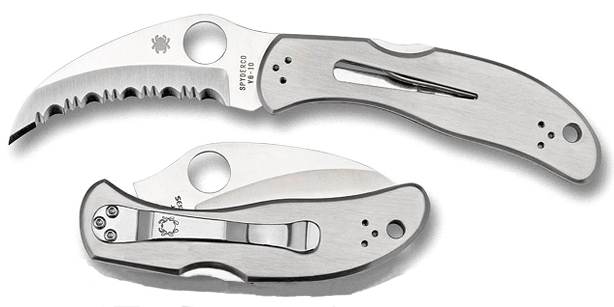 Spyderco Harpy 2.75" Lockback Stainless Steel Folding Knife - Full Serrations