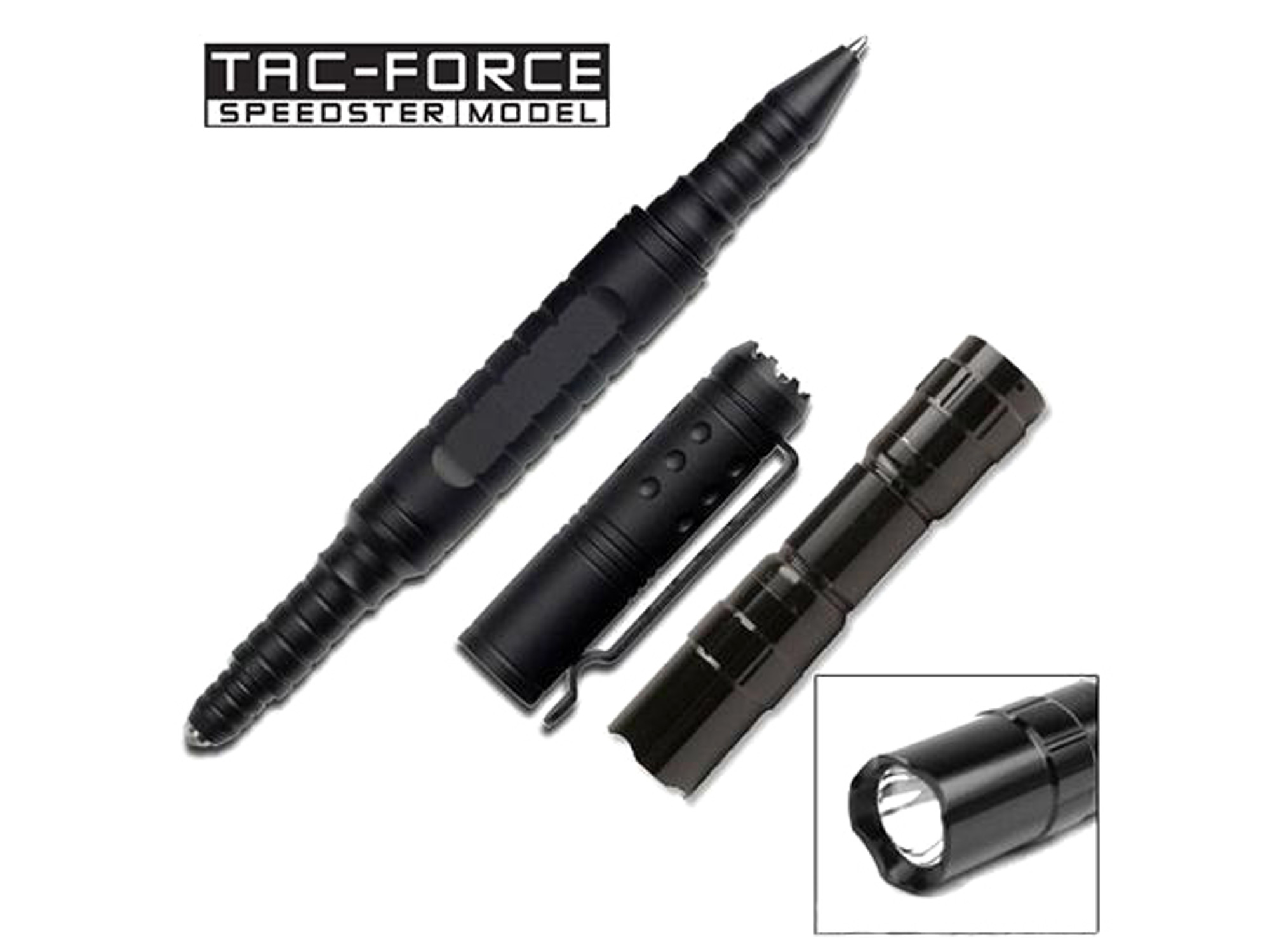 Master Cutlery Tactical Pen with Integrated Lock-Pick Kit and Flashlight Set - Black