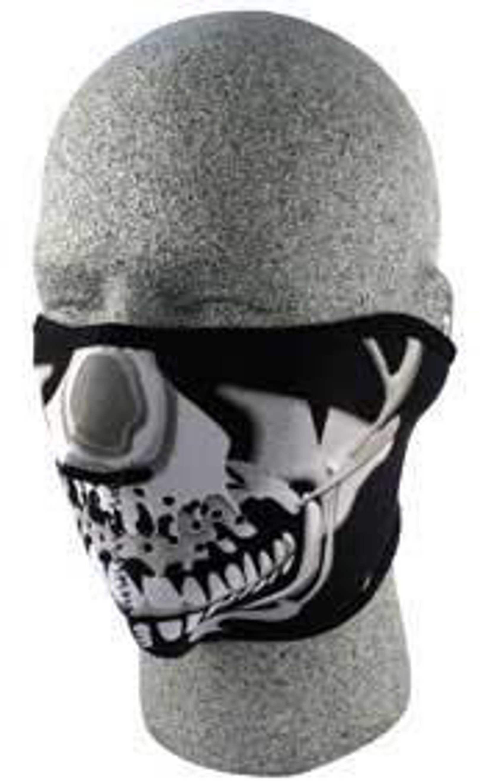 Neoprene 1/2 Face Mask, Chrome Skull Face