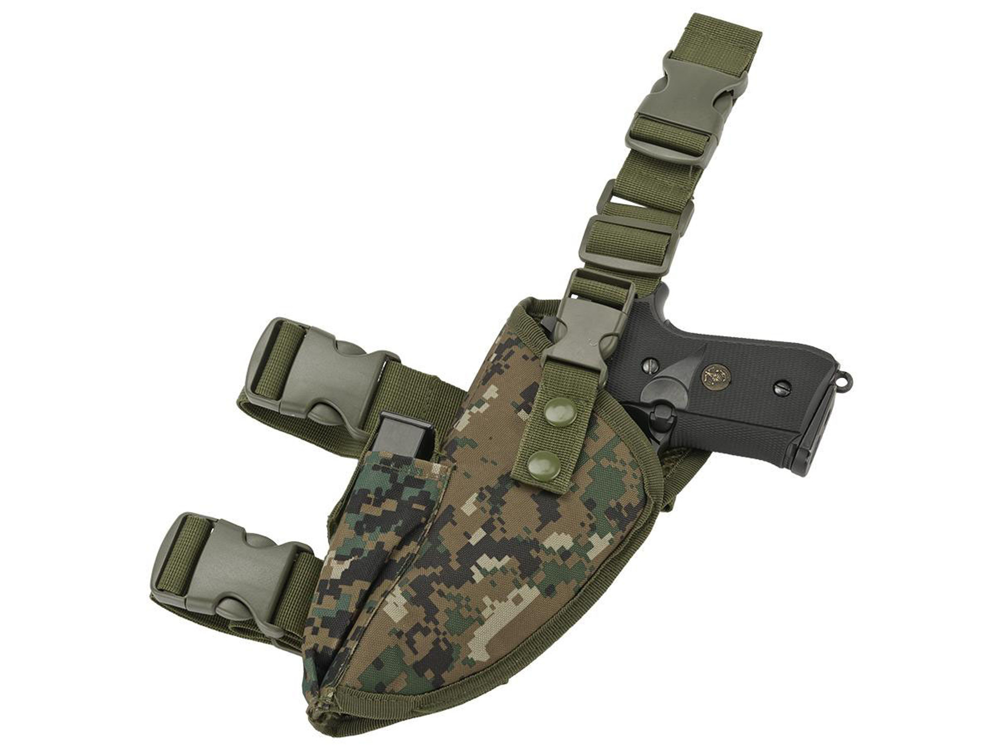 Matrix Deluxe Tactical Thigh Holster - Left Leg / Digital Woodland