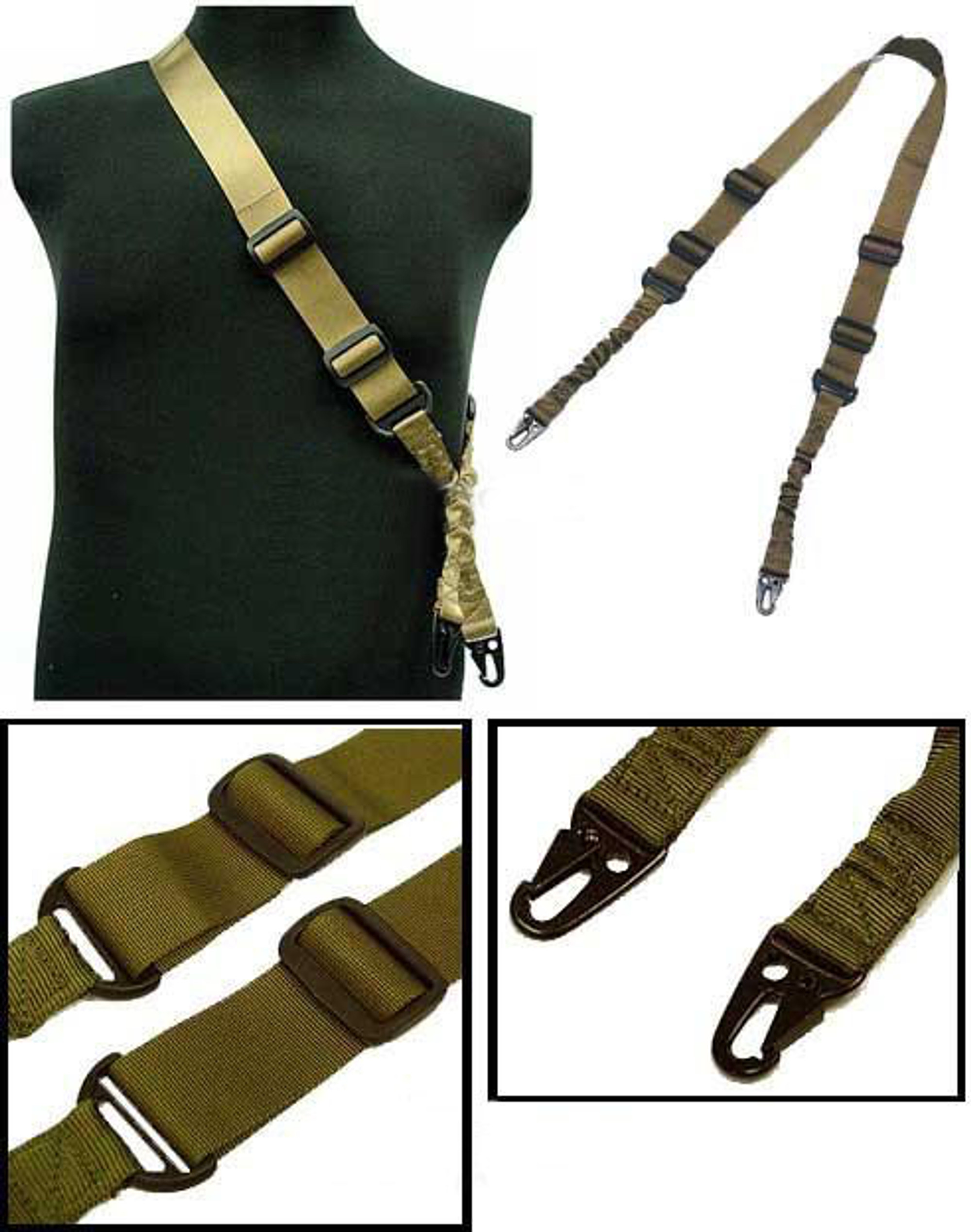 Matrix Military Style Tactical 2-Point Bungee Sling - Coyote Tan