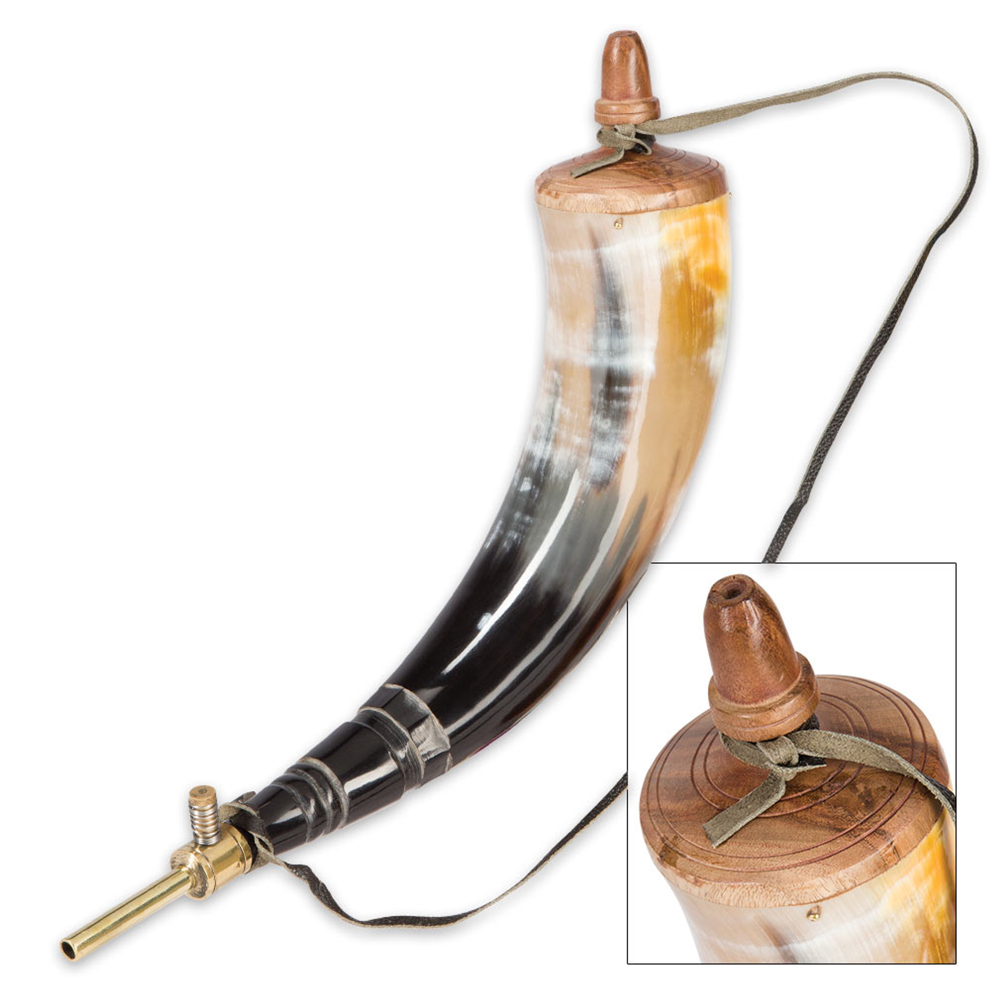 Williamsburg Powder Horn with Brass Valve and Spout - Hero Outdoors