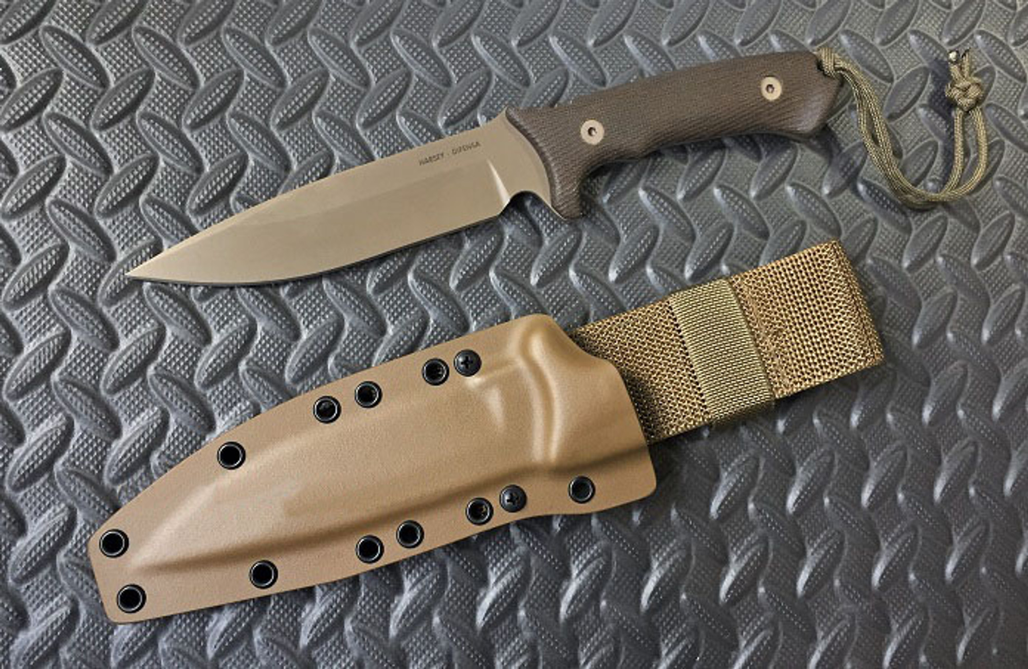 Spartan Blades Harsey Difensa FDE -Tan Kydex -Green Micarta