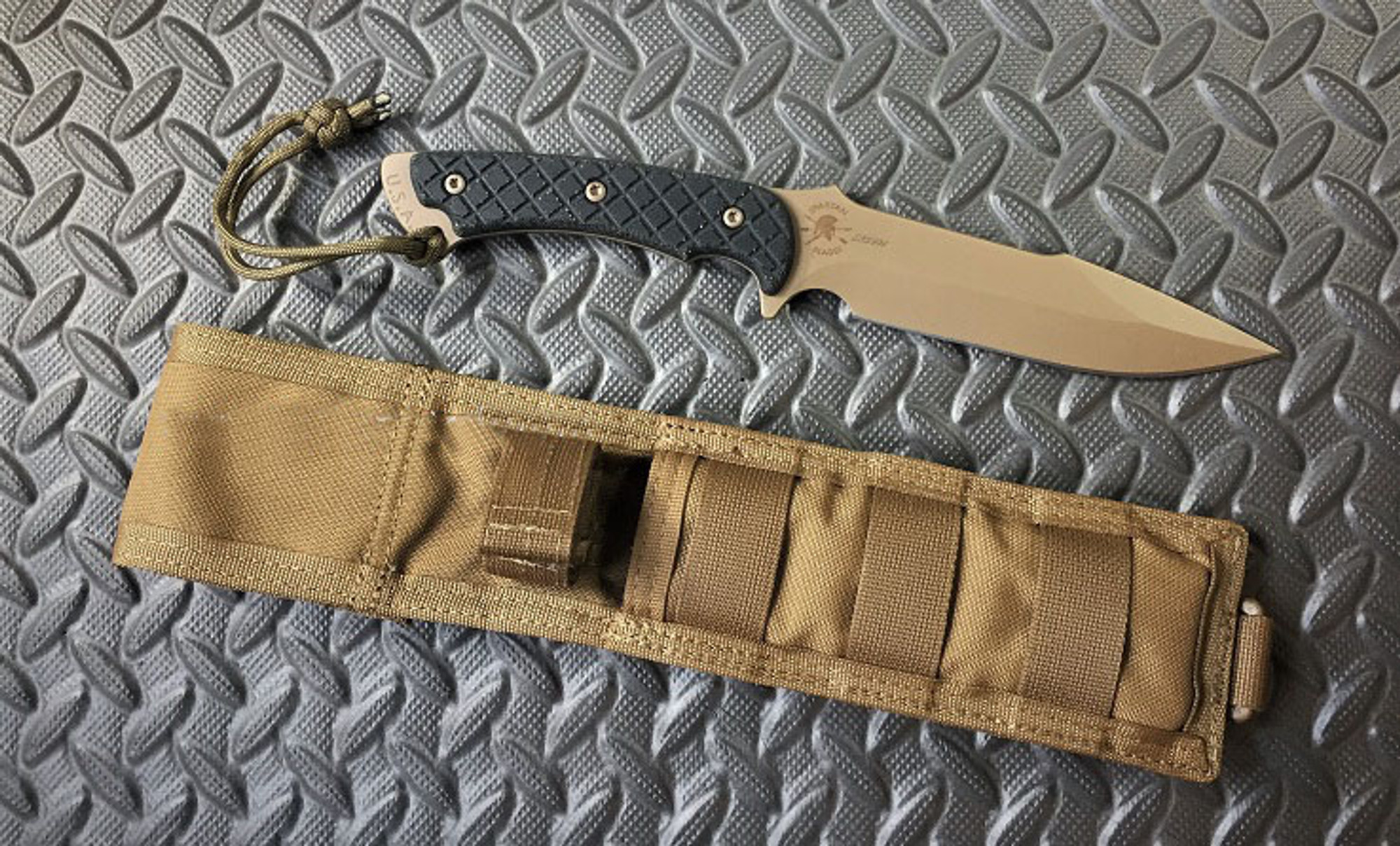 Spartan Blades Horkos FDE - Tan MOLLE Sheath - Black Micarta