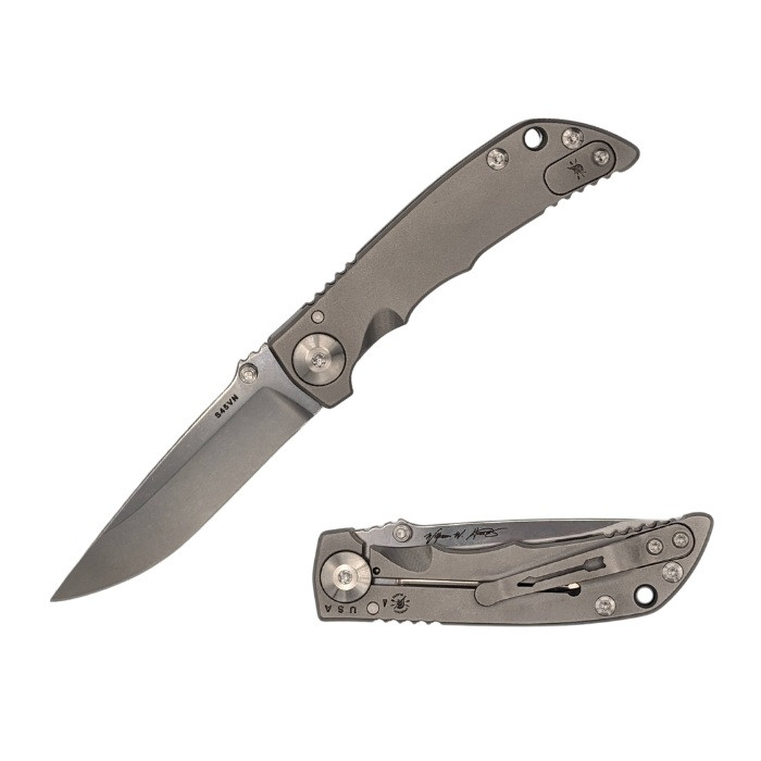 Spartan Blades Harsey Folding Knife Stone Wash Titanium Satin