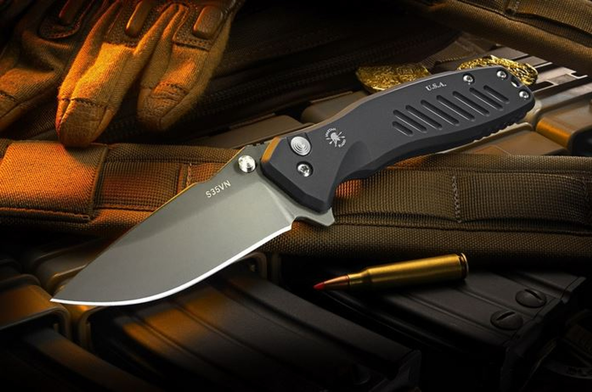 Spartan Blades Pallas Button Lock Drop Point Black