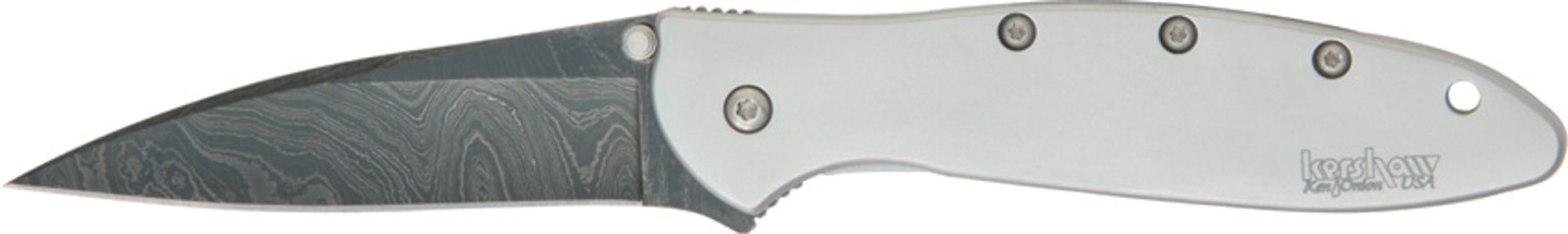 Kershaw 1660DAM Leek Frame Lock Damascus Plain Edge