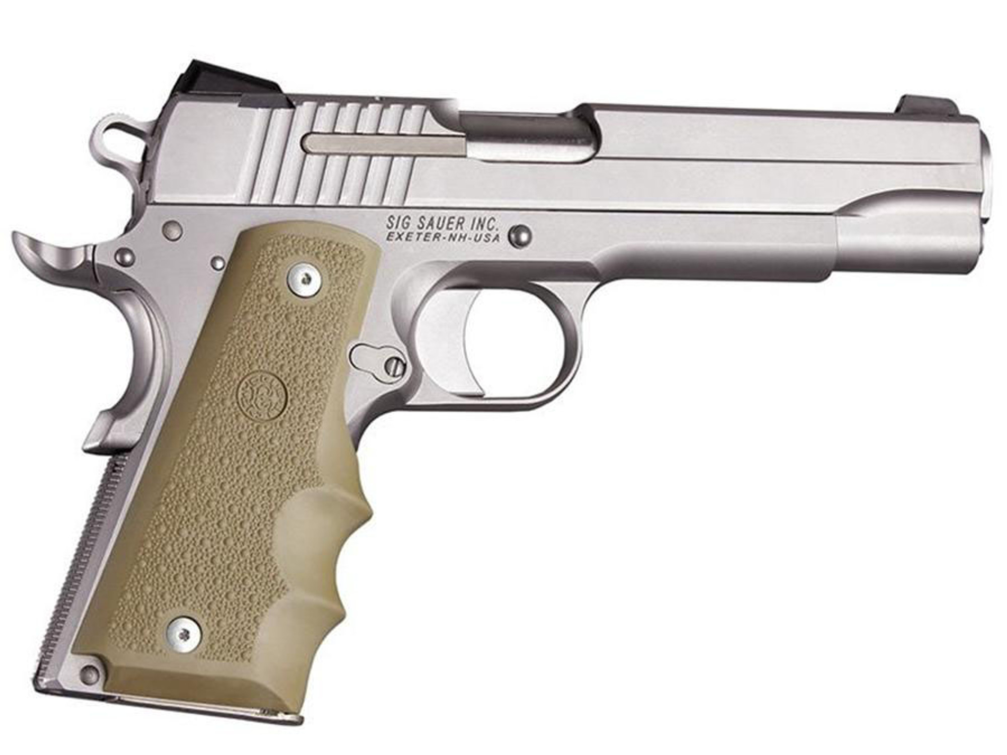 Hogue 1911 Govt. Model Rubber Grip with Finger Grooves (Color: Flat Dark Earth)