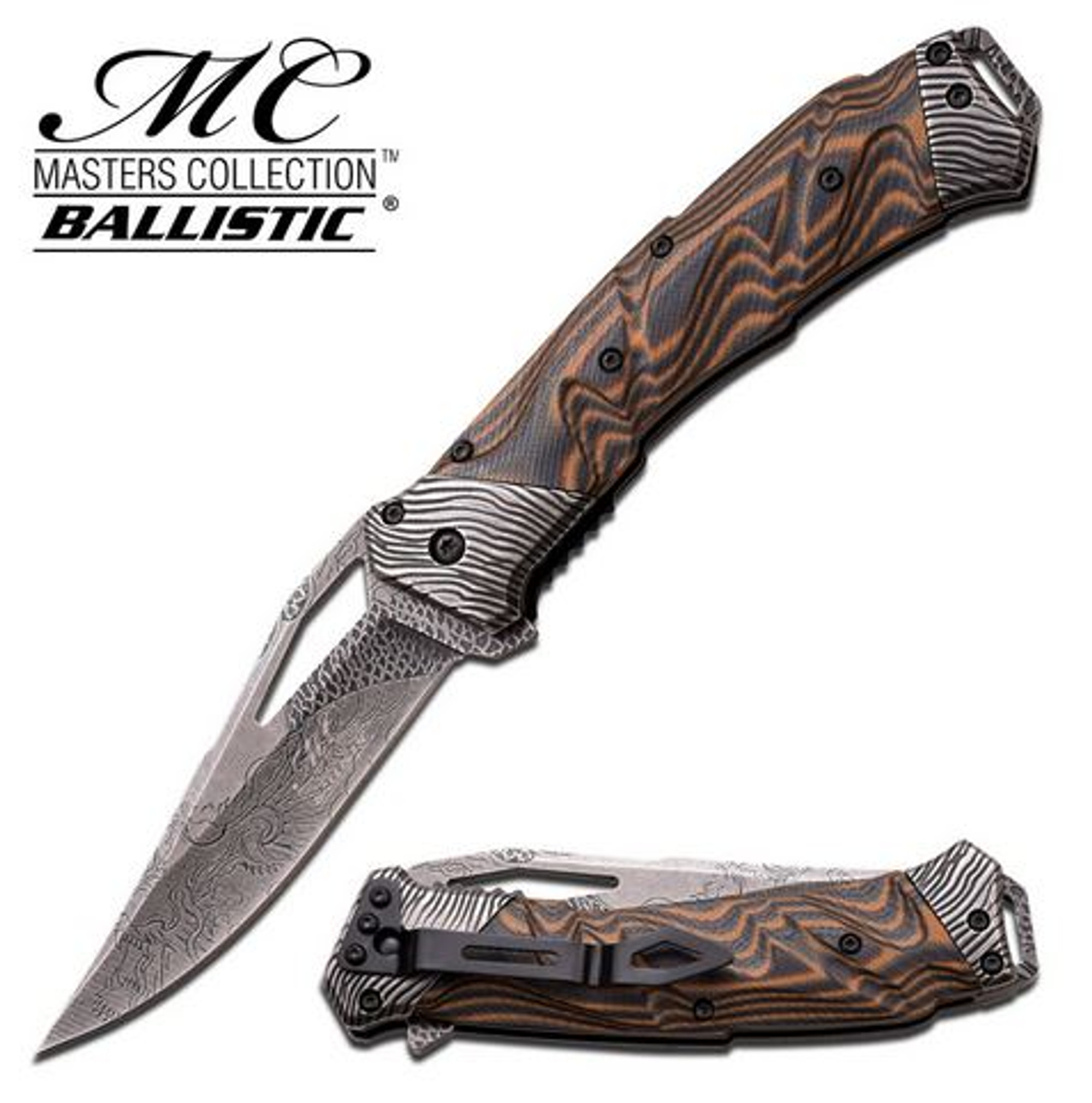 Master Collection A021BO Etched Dragon, Orange G10