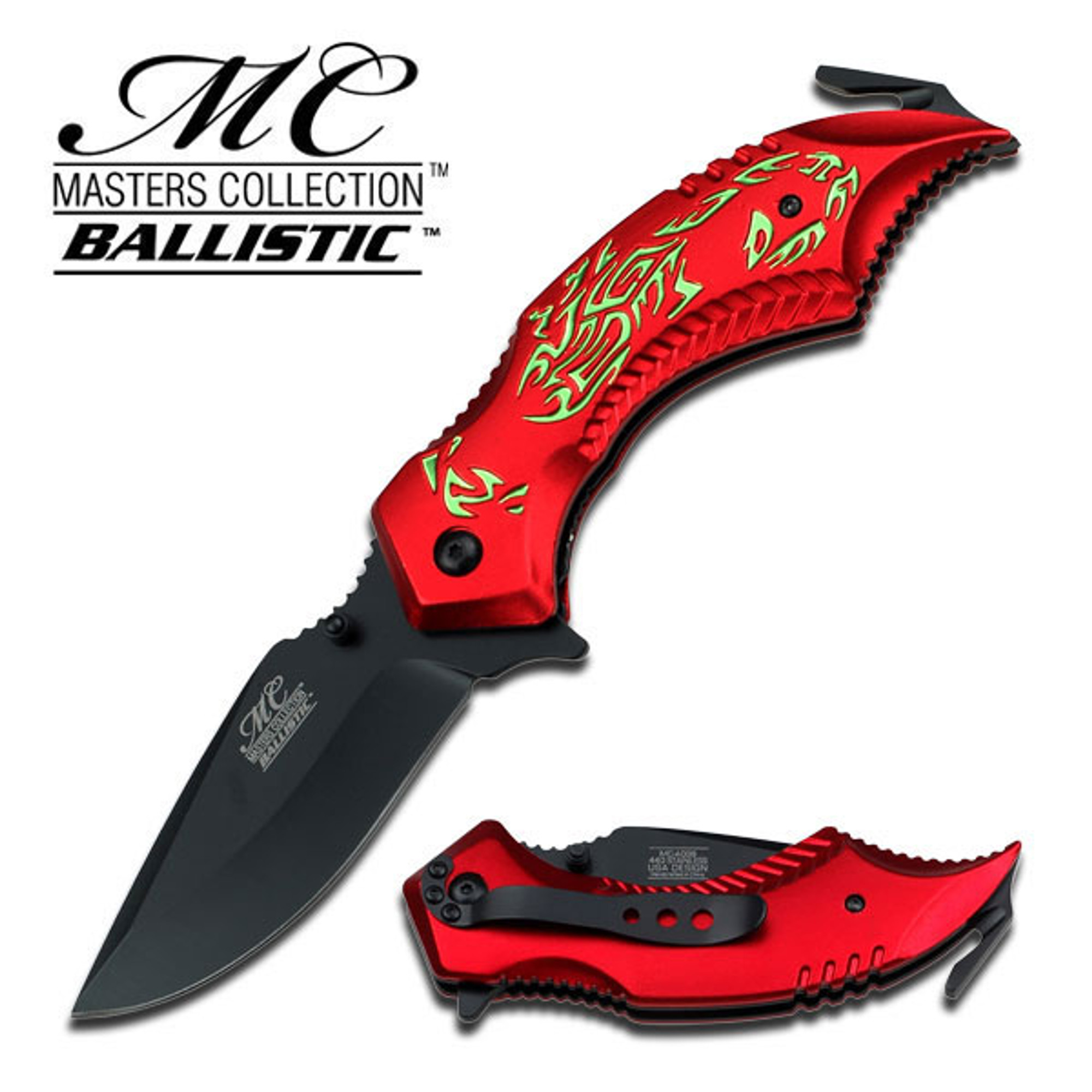 MC A009RDG Scorpion Green/ Red Assisted Opening