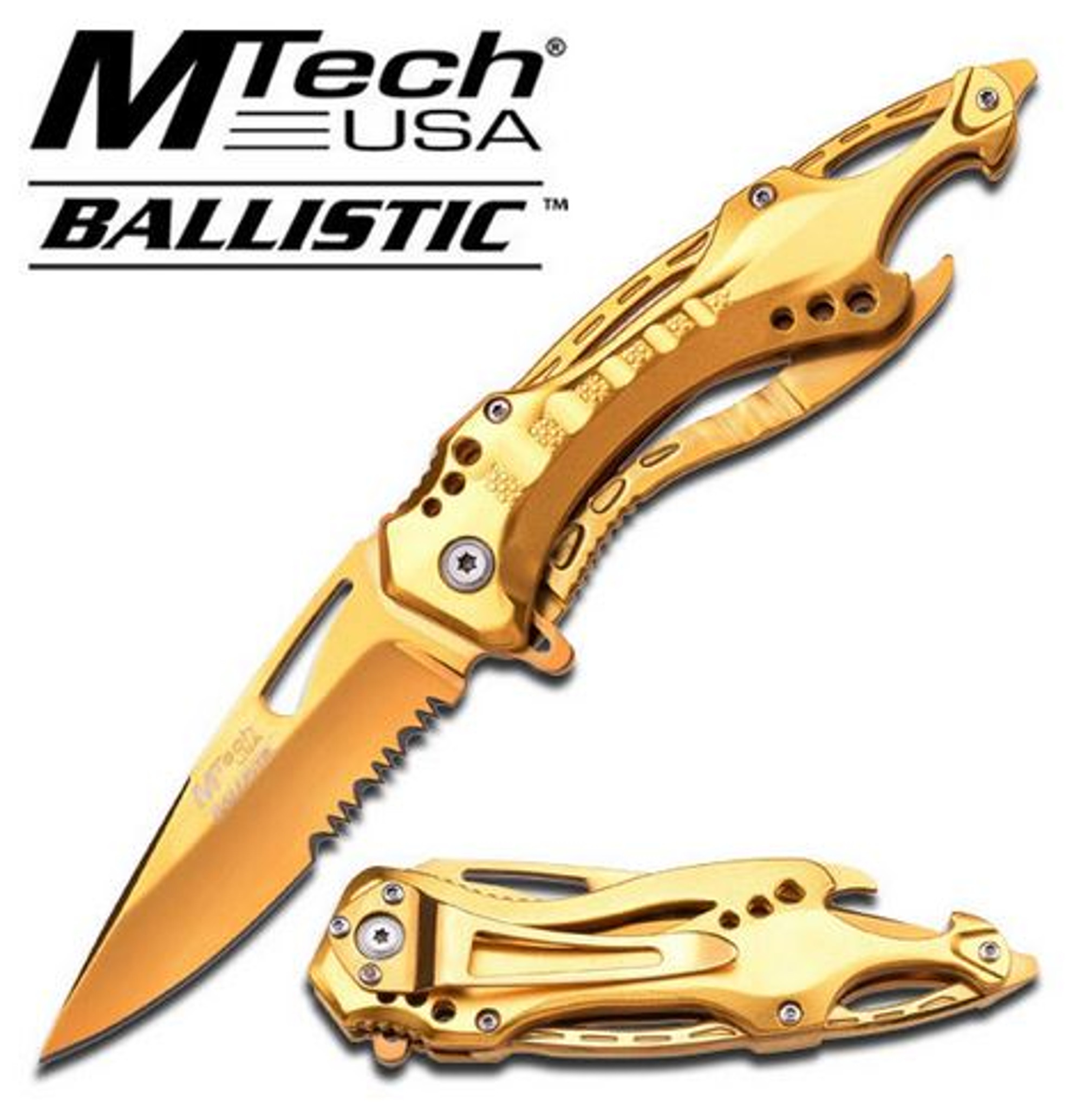 MTech A705GD Folder Assisted Open Gold - Gold