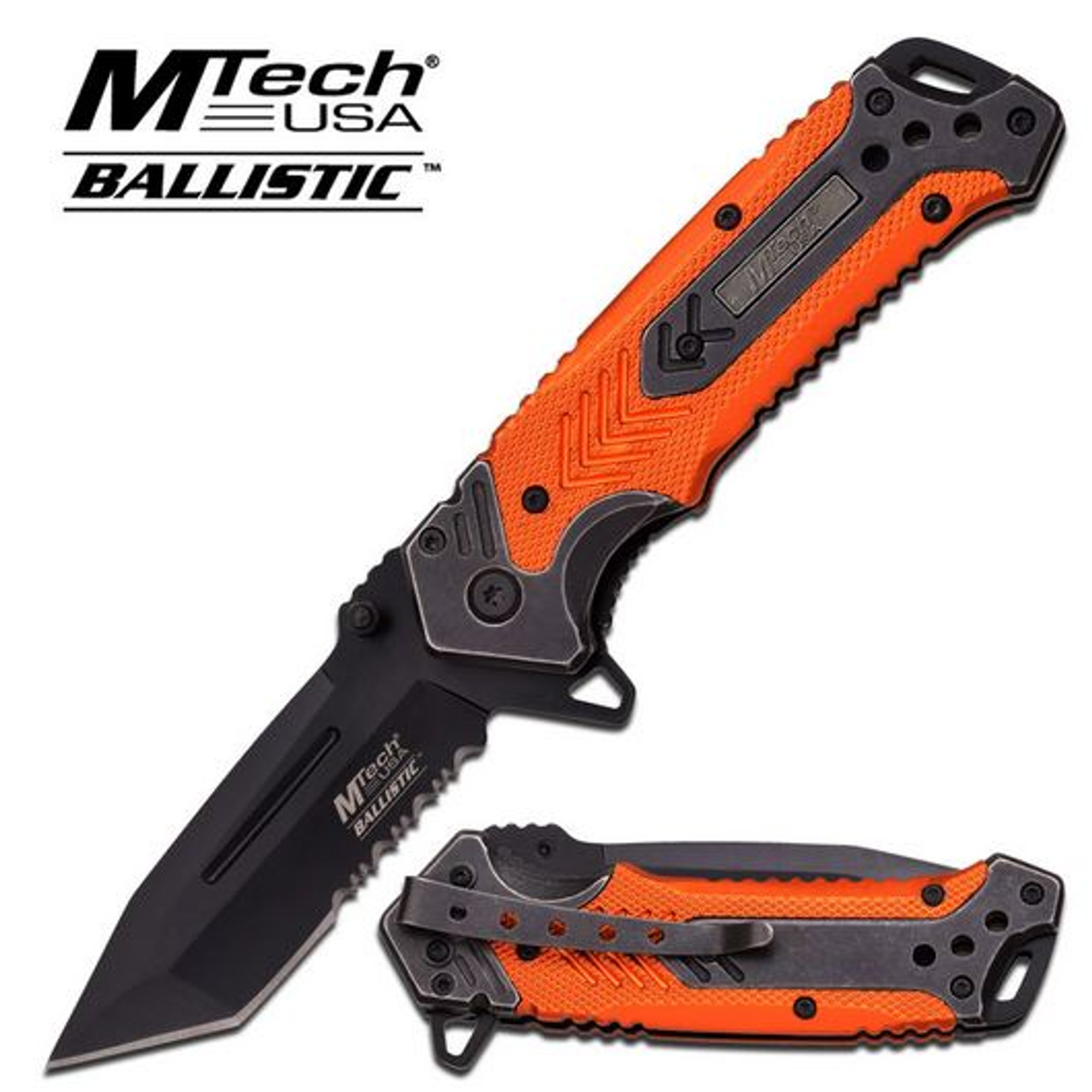 MTech A857OR Tanto Orange Aluminum Handle Assisted