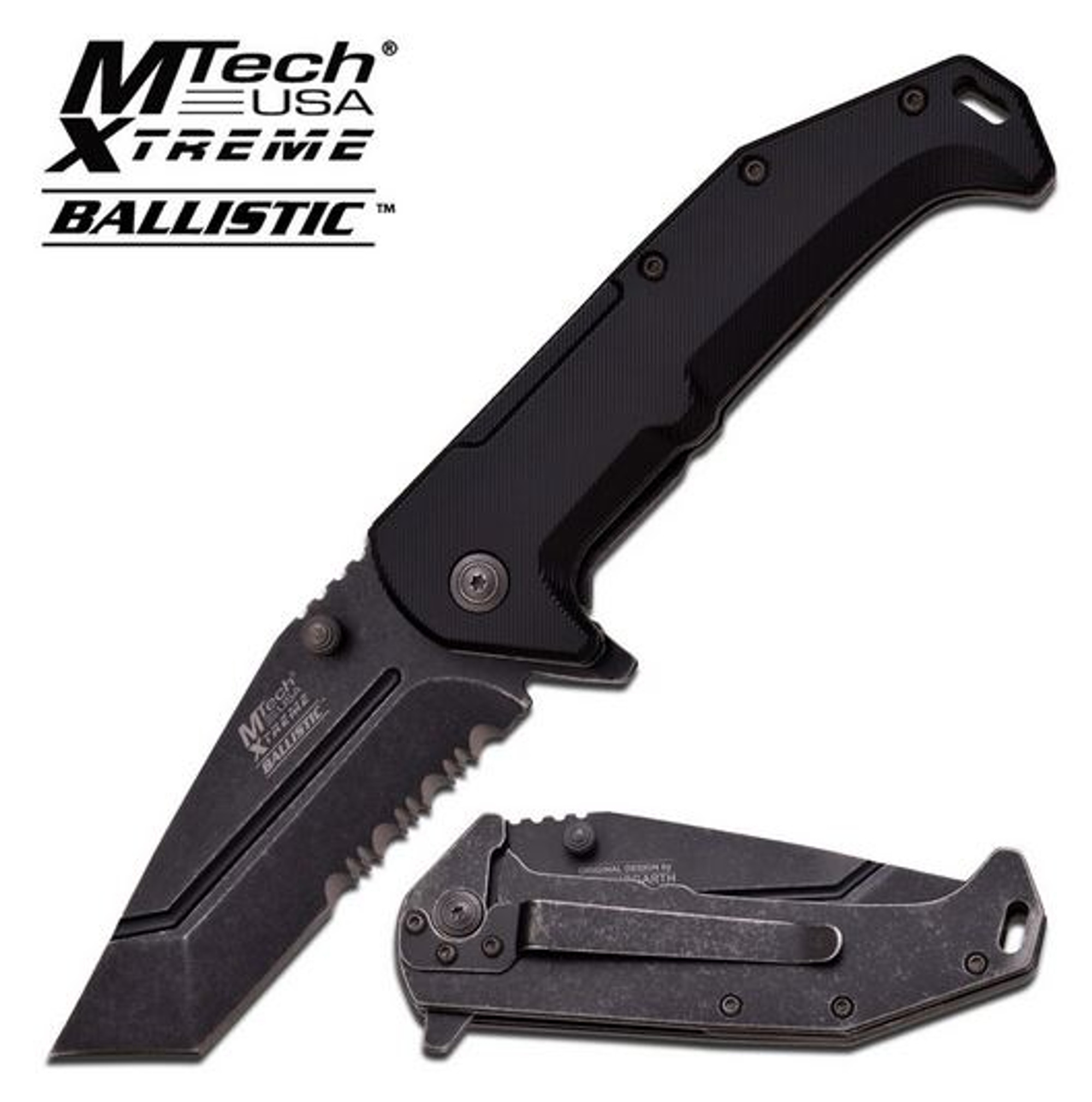 MTech Xtreme A820SW Stonewash Tanto Serrated