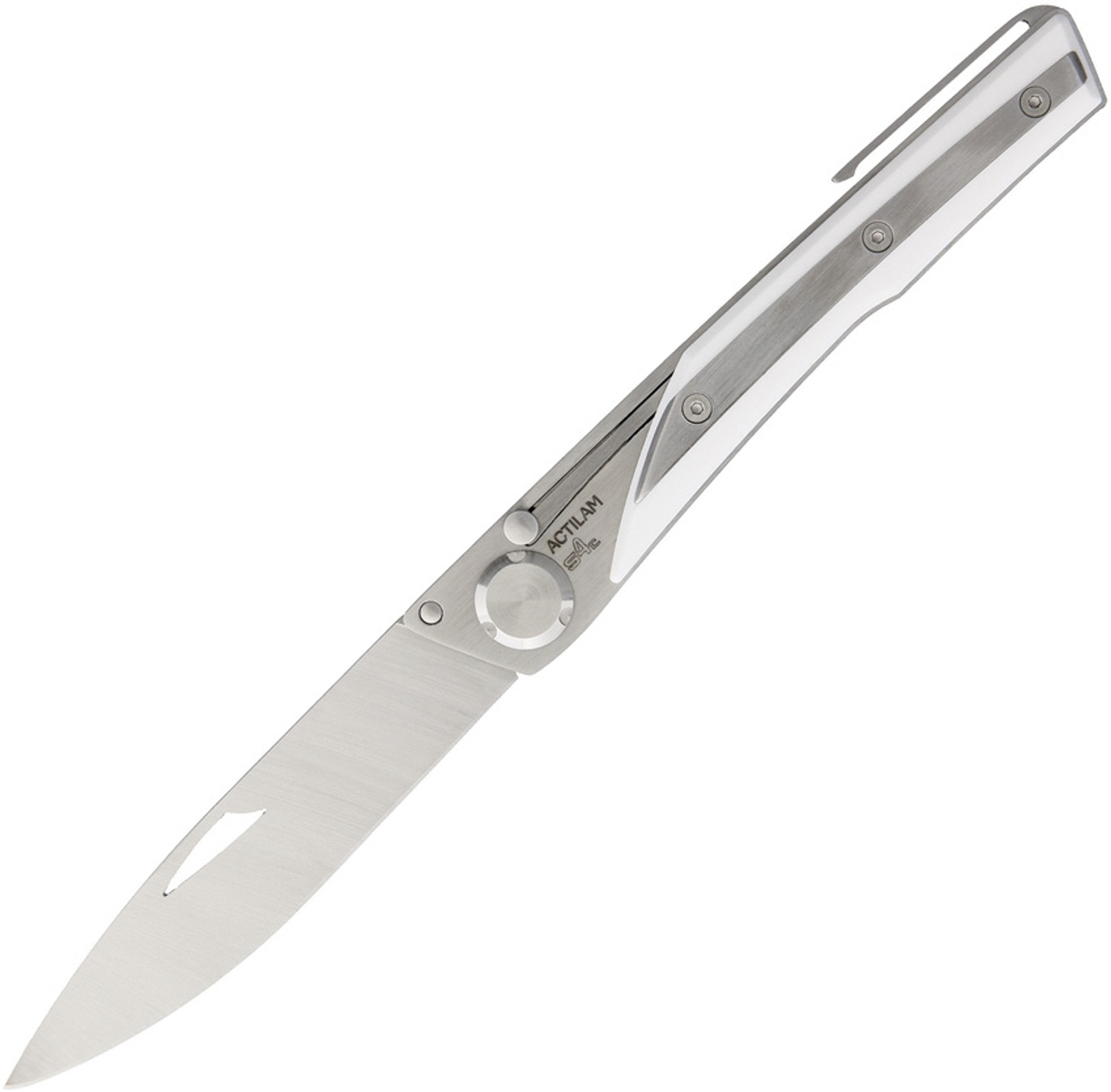 Actilam France S4CWC Taper Folder with Pocket Clip- White Corian