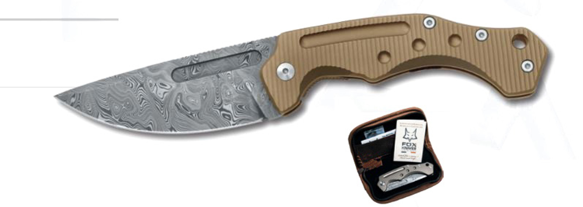 Fox Italy FX521DRB Desert Fox, Damascus Blade, Titanium Handle