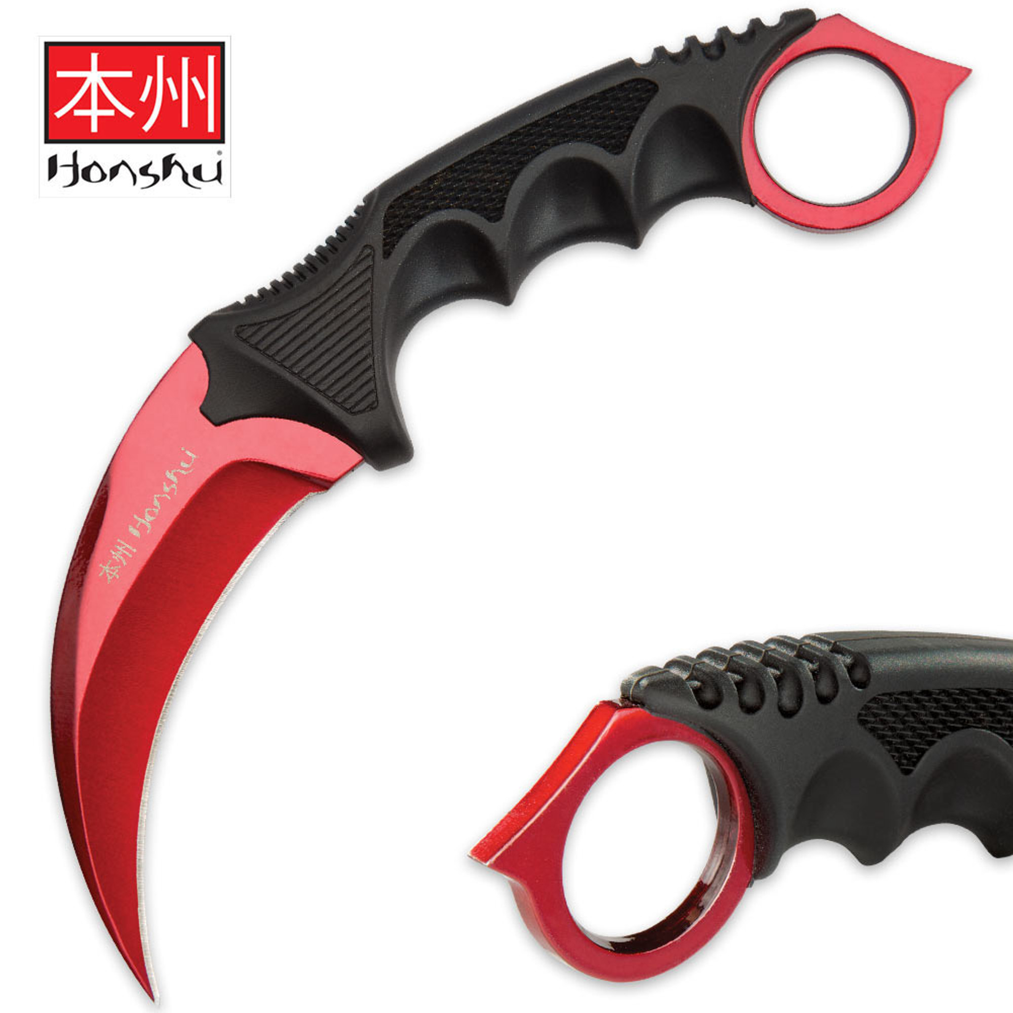 United Honshu Karambit Red w/ Shoulder Harness - Red