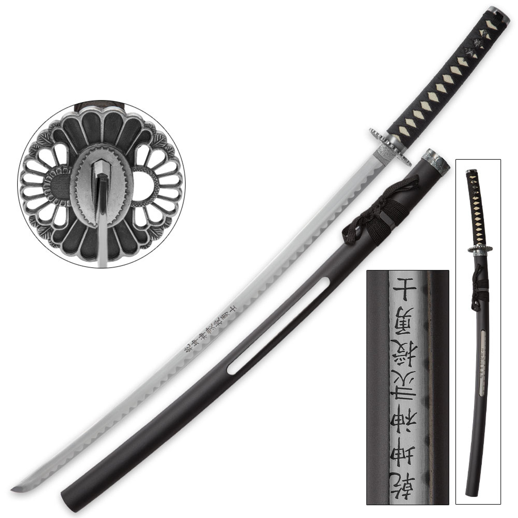Black Warrior Samurai Sword With Open Scabbard