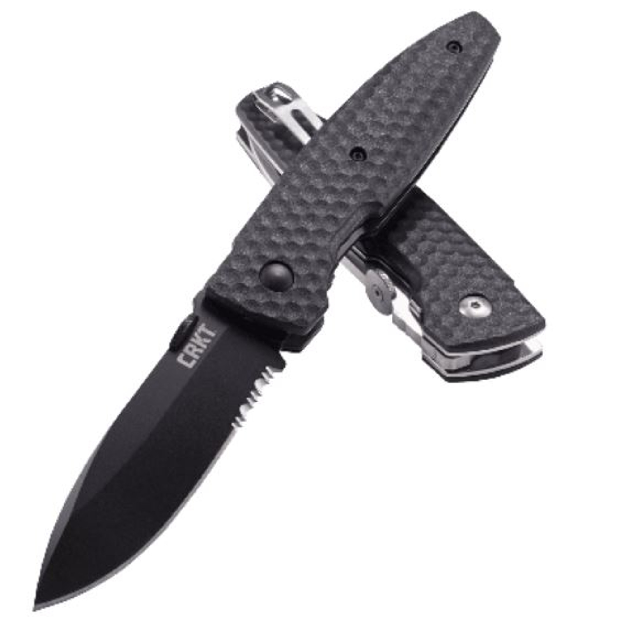 CRKT 1221K AUX Folder Black Partially Serrated