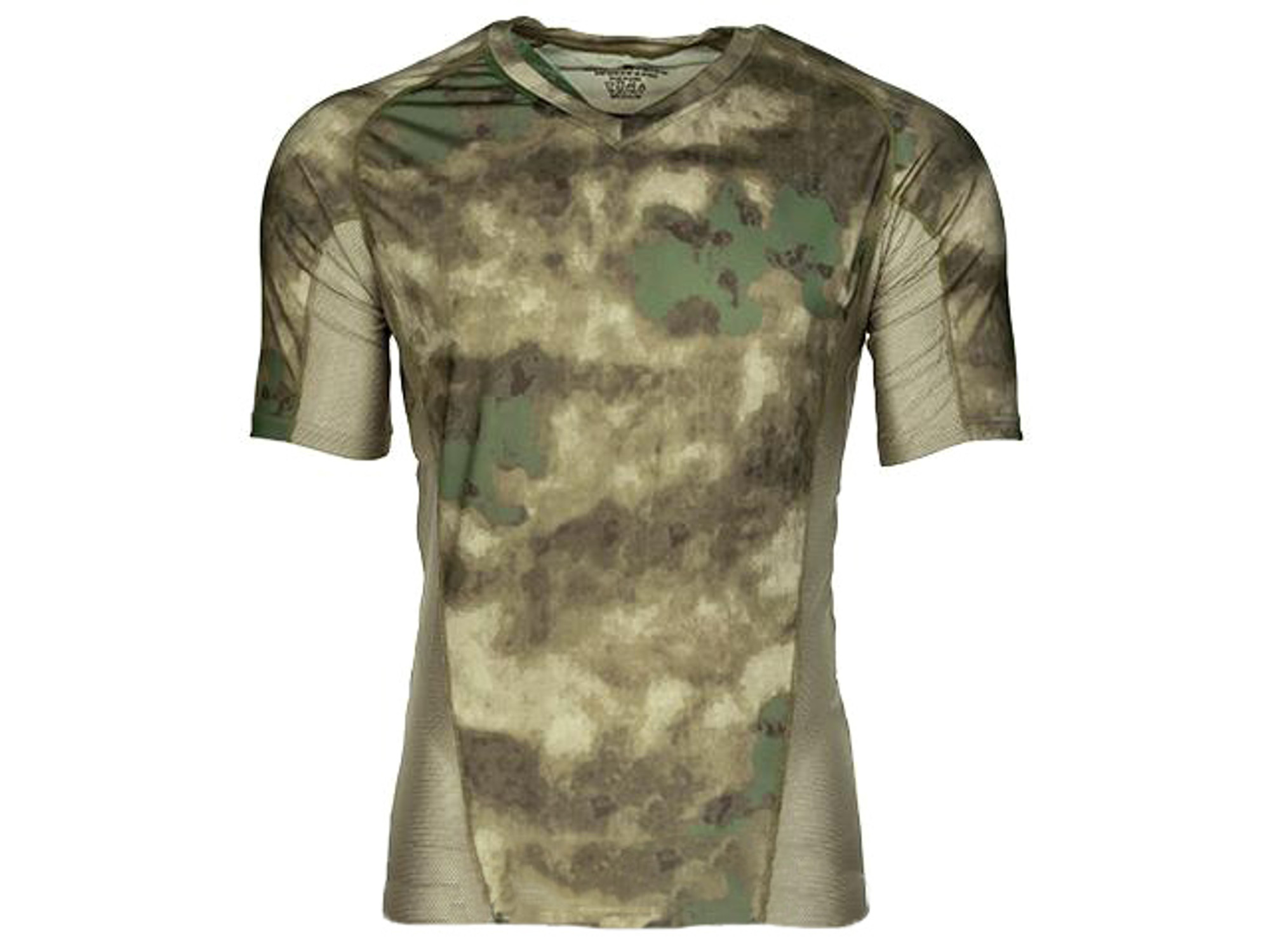 Emerson Skin-tight Base Layer Camo V-Neck Running Shirt - Arid Foliage