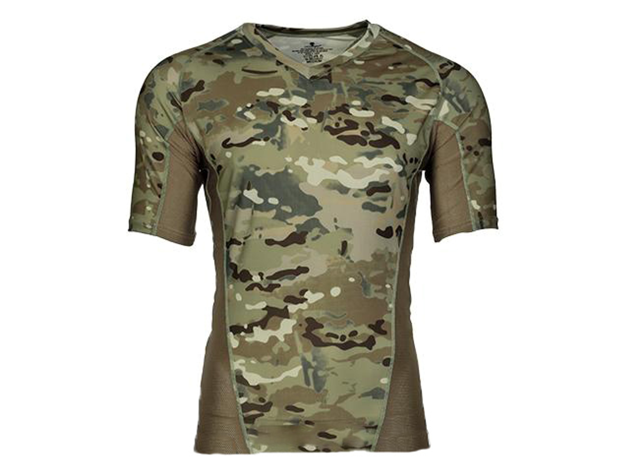 Emerson Skin-tight Base Layer Camo V-Neck Running Shirt - Lad Camo