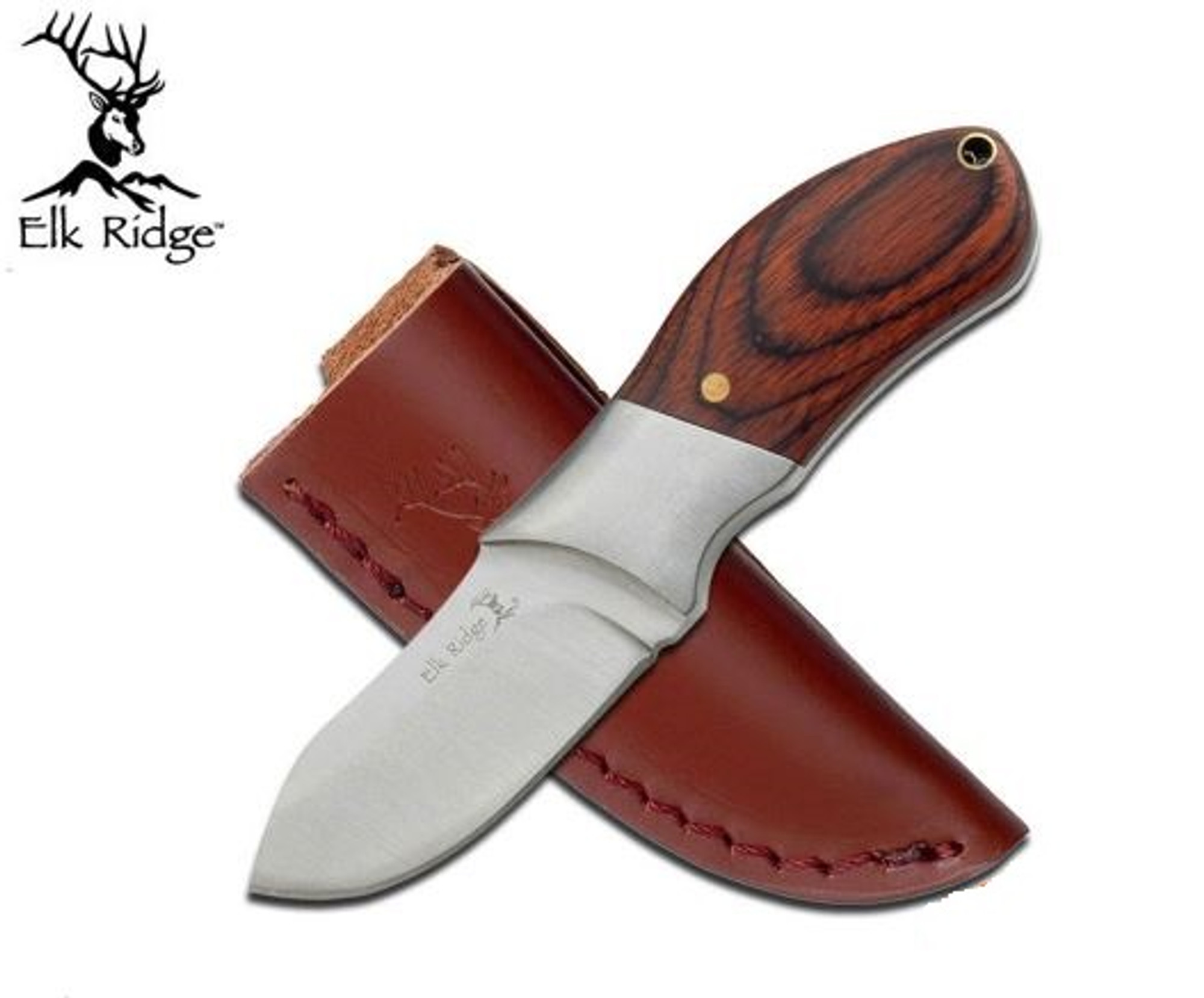 Elk Ridge ER276PW Pakkawood Fixed Blade w/Leather