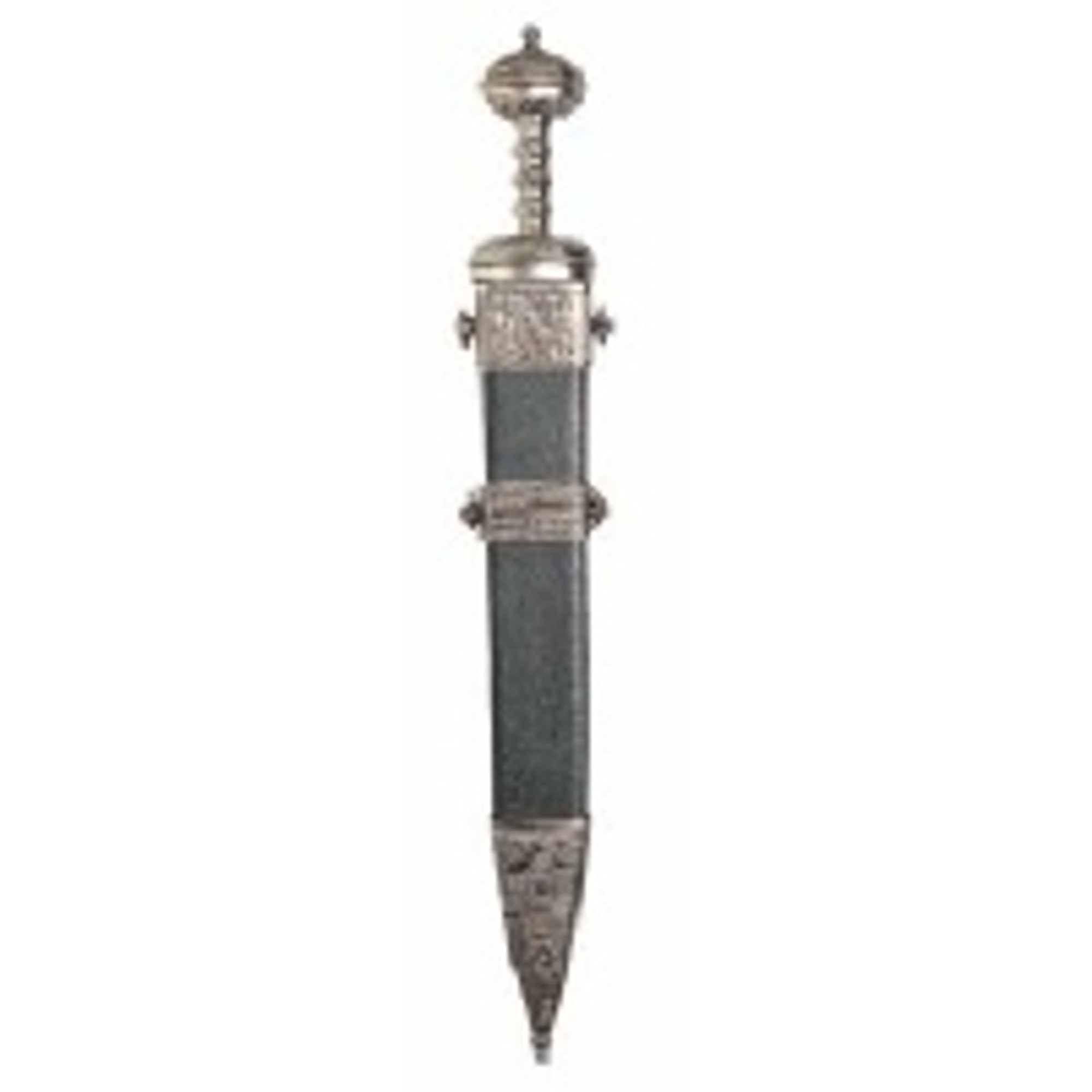 Julius Caesar's Sword w/Black Scabbard & Silver Finish