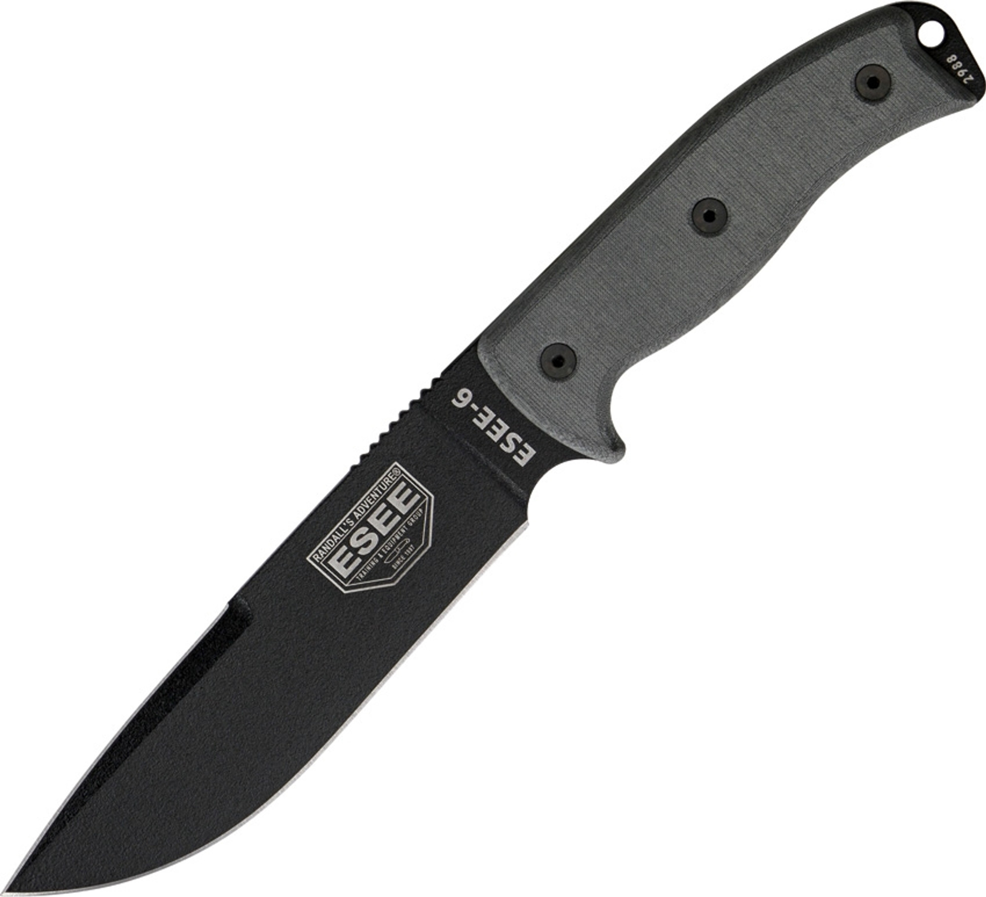 ESEE 6P-CP Black Plain Edge, Brown Molded Sheath