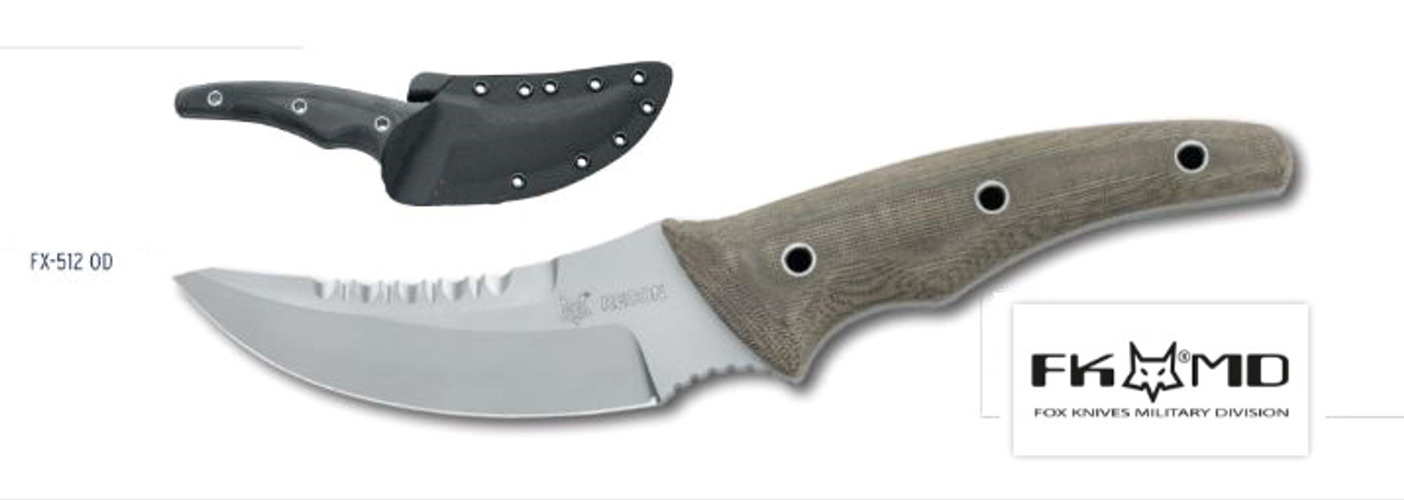 Fox Italy FX512OD FKMD Recon Knife, N690, Micarta Handle