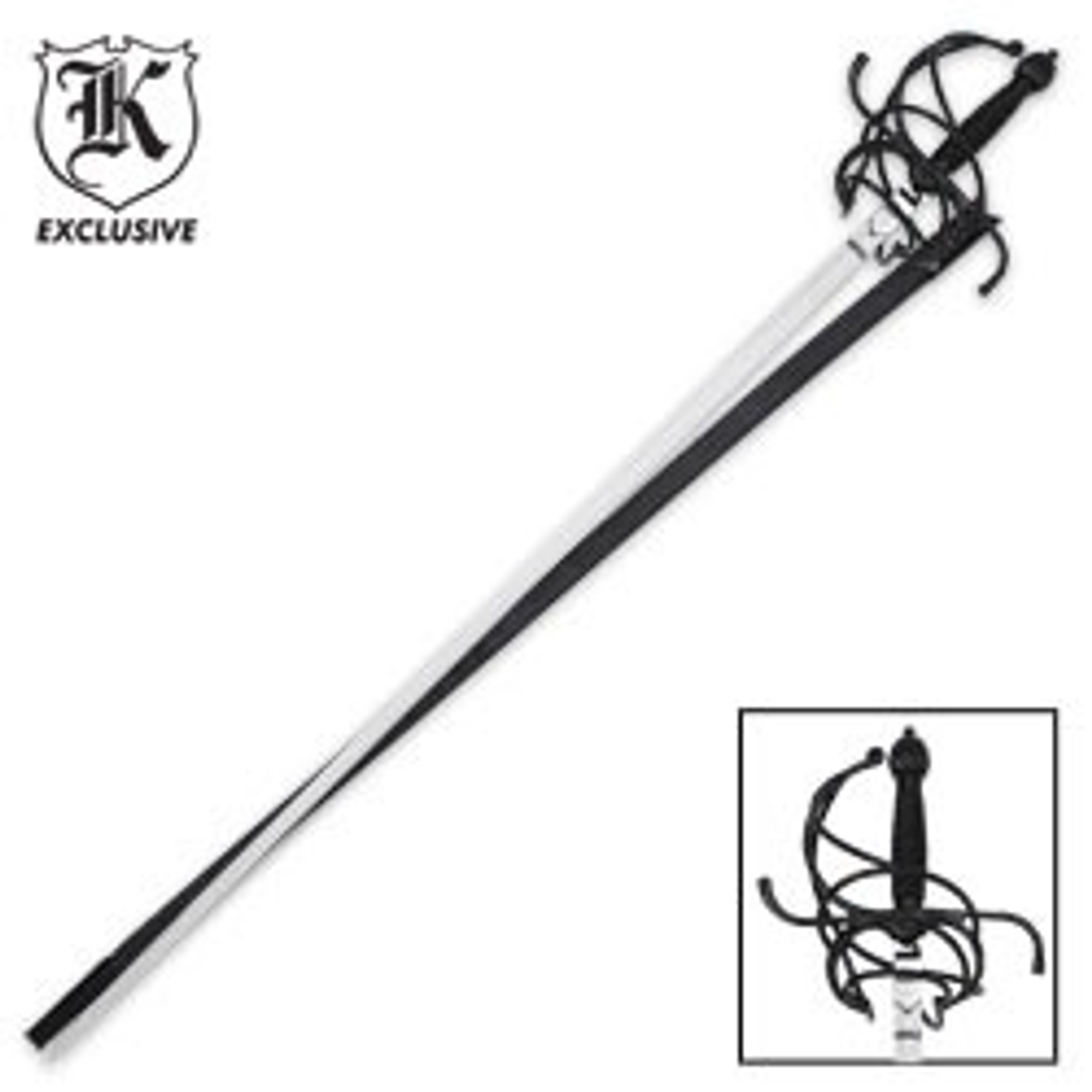 Medieval Rapier Sword - Black