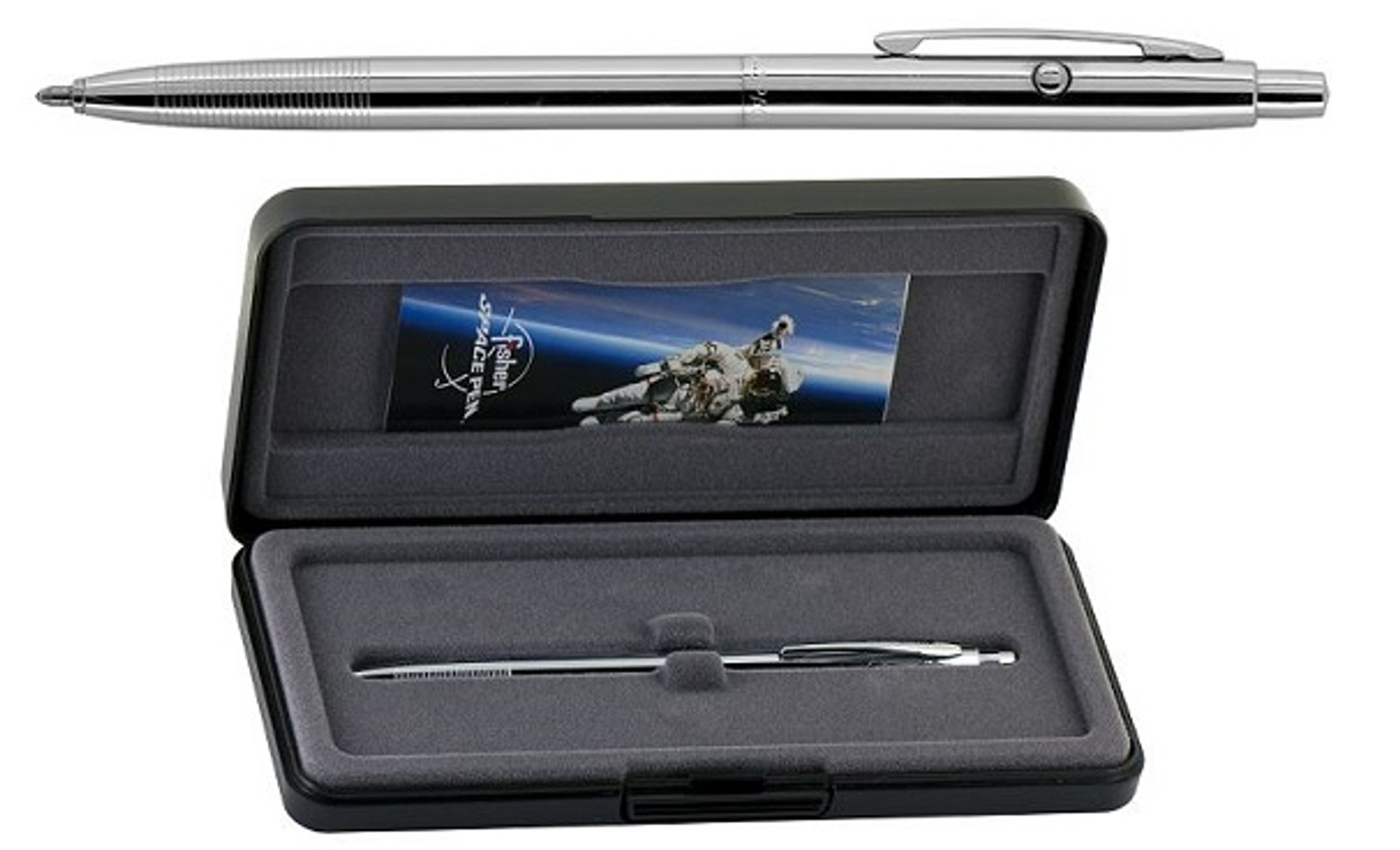 Chrome bullet Fisher Space Pen with shuttle