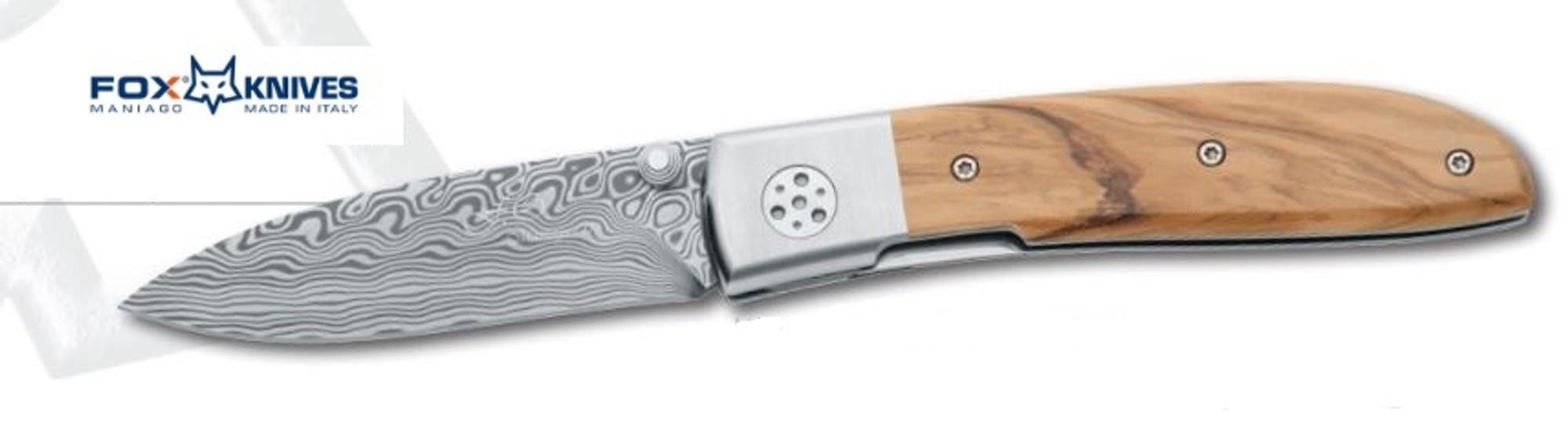 Fox Italy Elite 273DOL Damascus Folder, Olive Wood, 01FX218