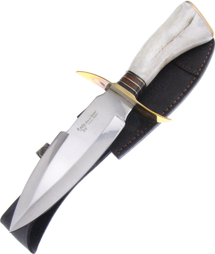Hen & Rooster 5002 Stag Bowie w/ Leather Sheath
