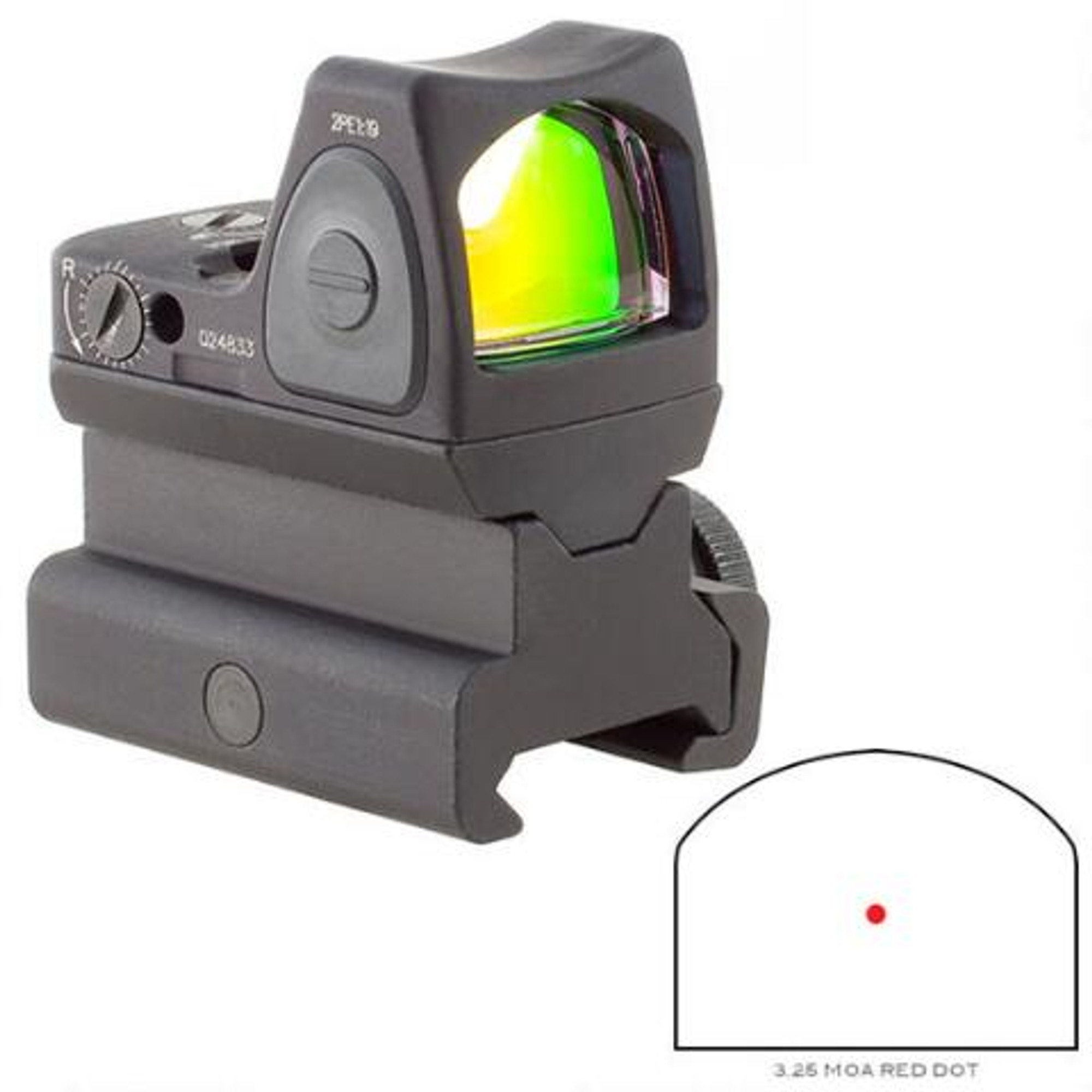 Trijicon RMR Type 2 Adjustable LED Sight - 3.25 MOA Red Dot w/RM34 Picatinny Rail Mount