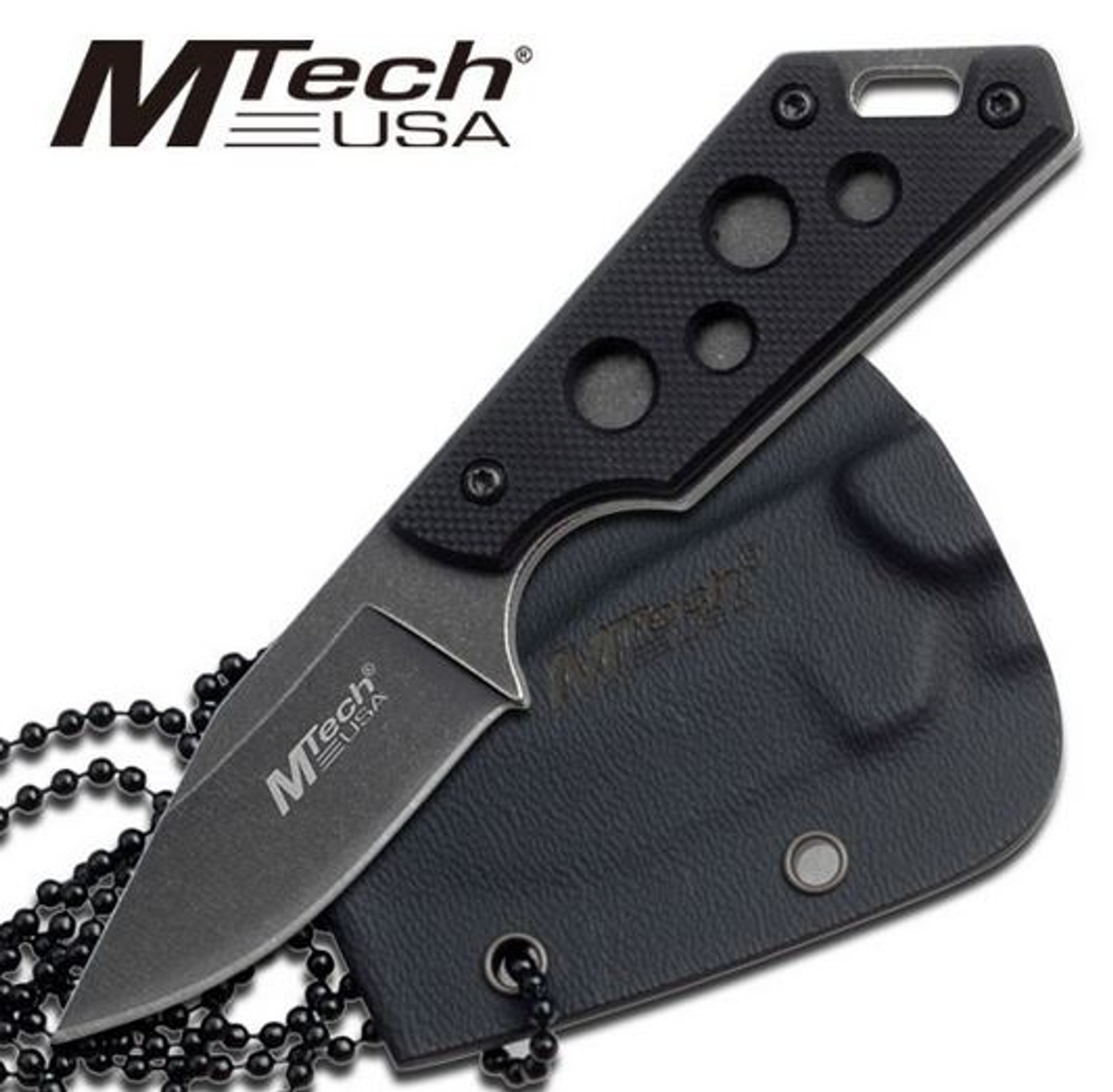 MTech 675 Drop Point Blackwash Neck Knife