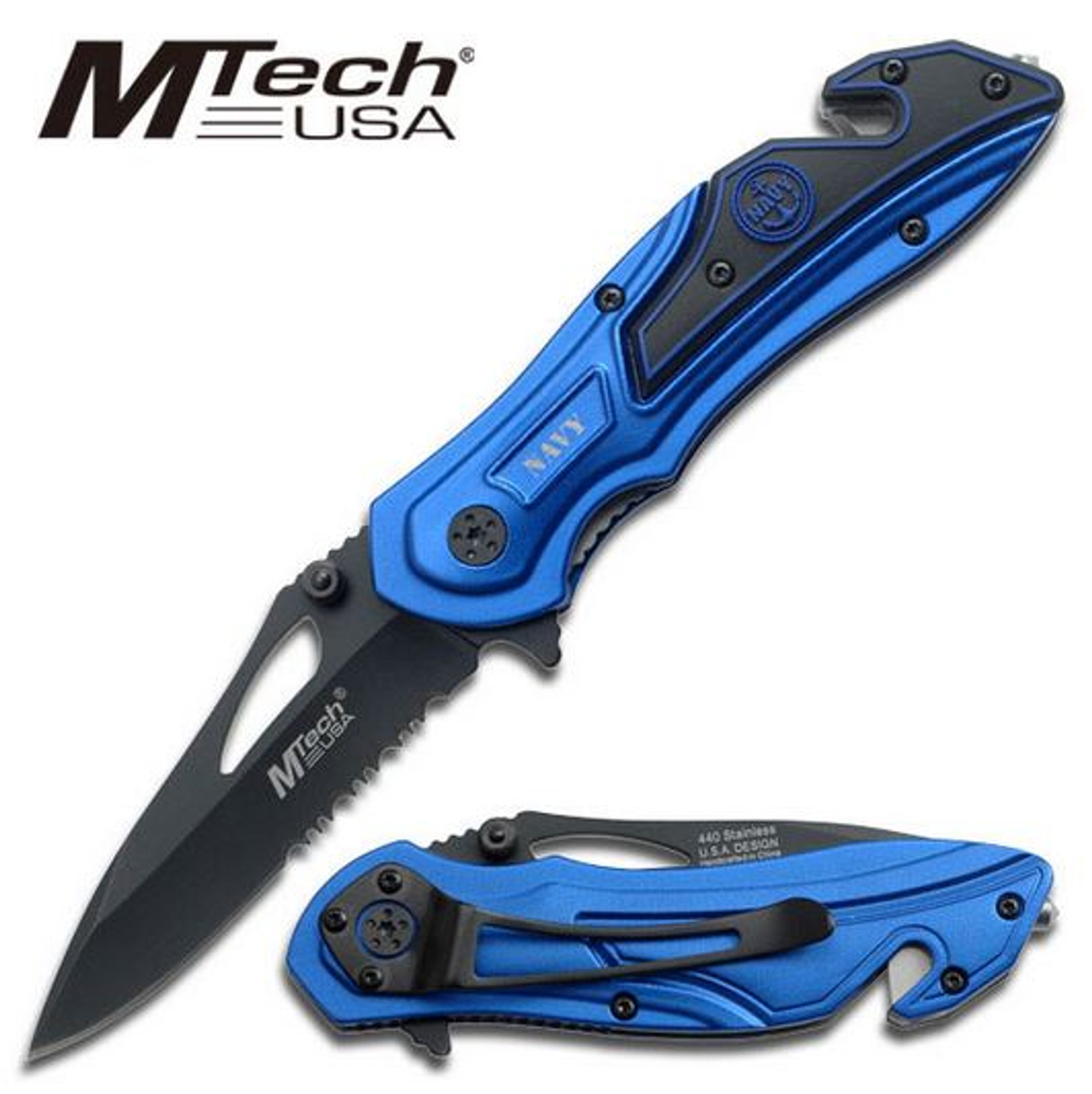 MTech 596NY Black Serrated - Blue